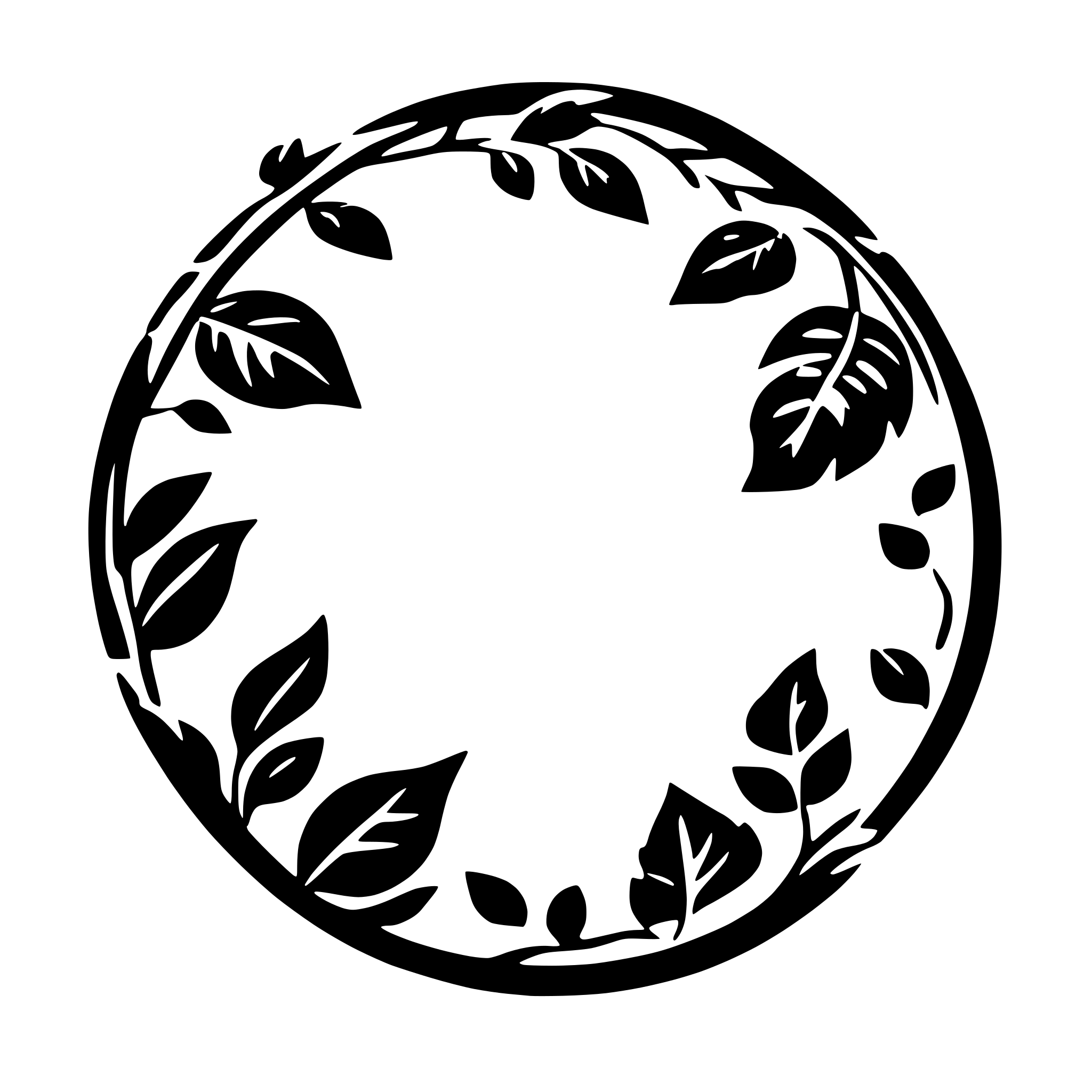 AI-generated SVG of 'circle border leaves'