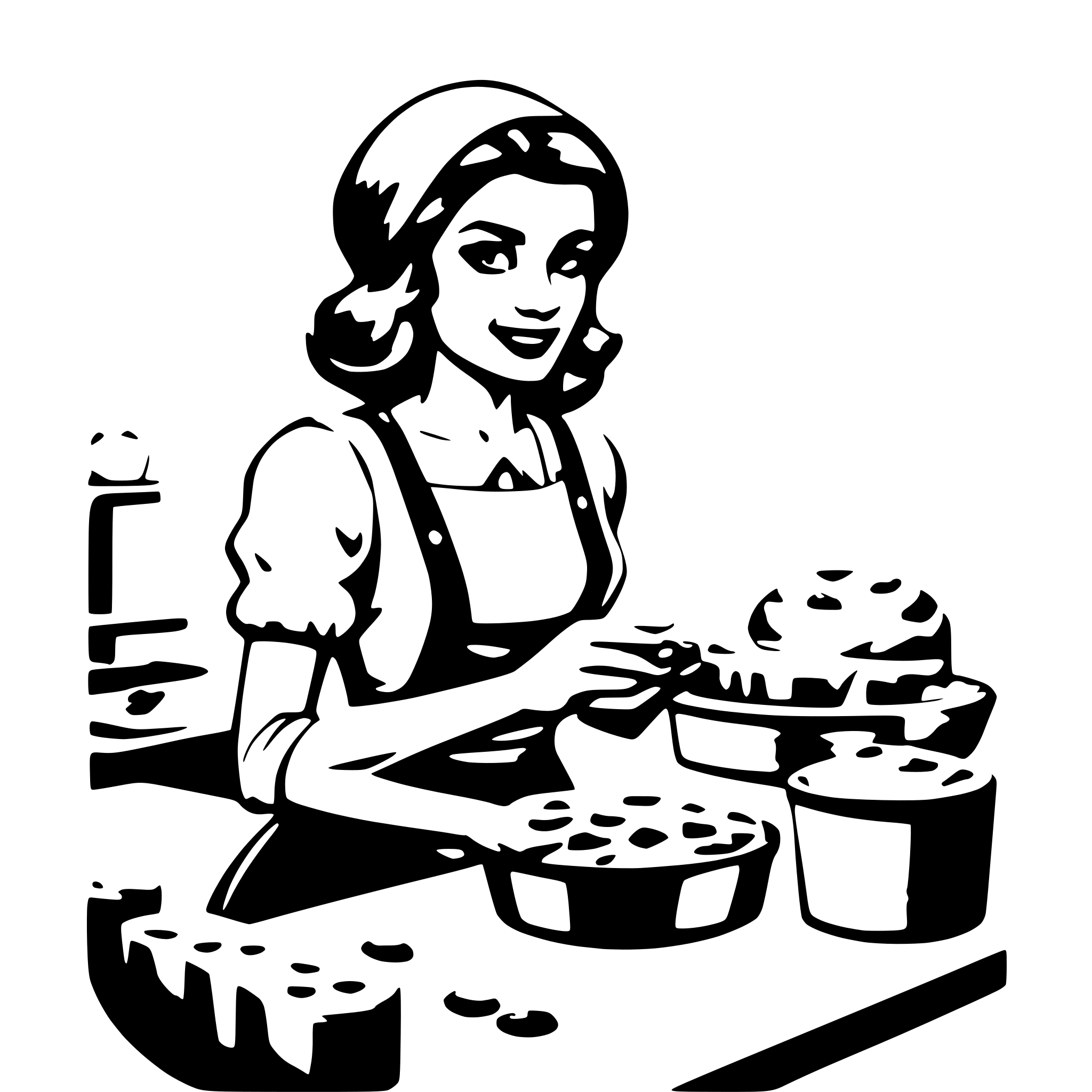 AI-generated SVG of 'Retro woman baking'