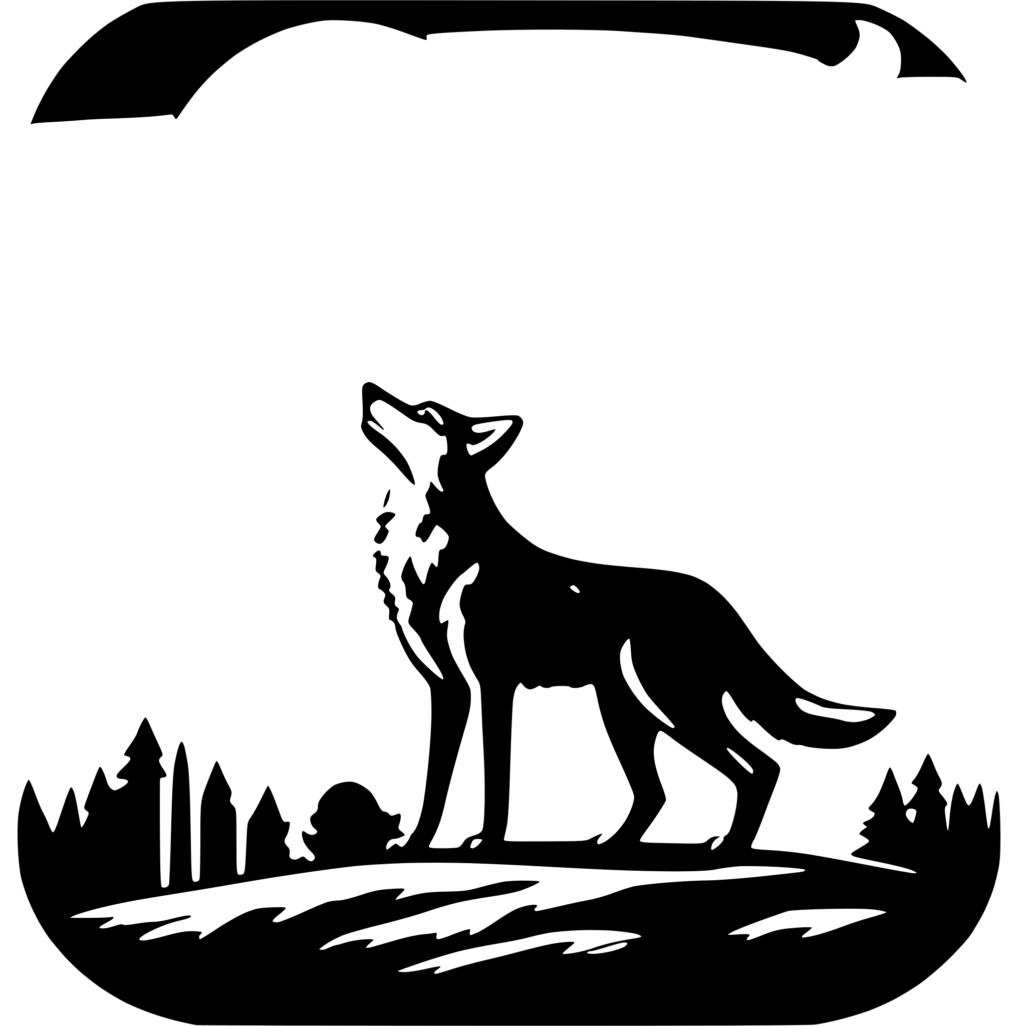 AI-generated SVG of a Coyote howling at the moon. No background.