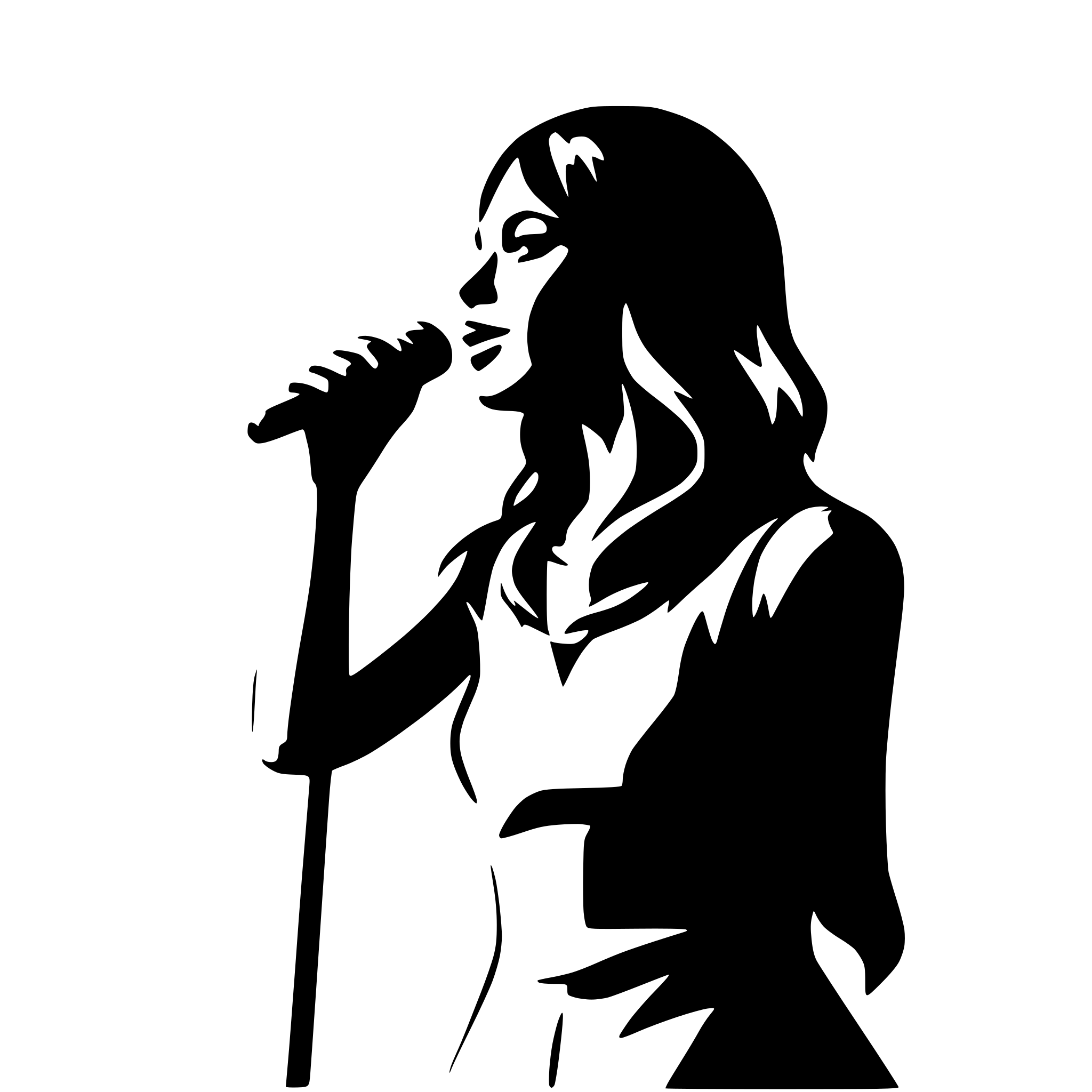 AI-generated SVG of a singing woman silhouette turned to the right side with microphone