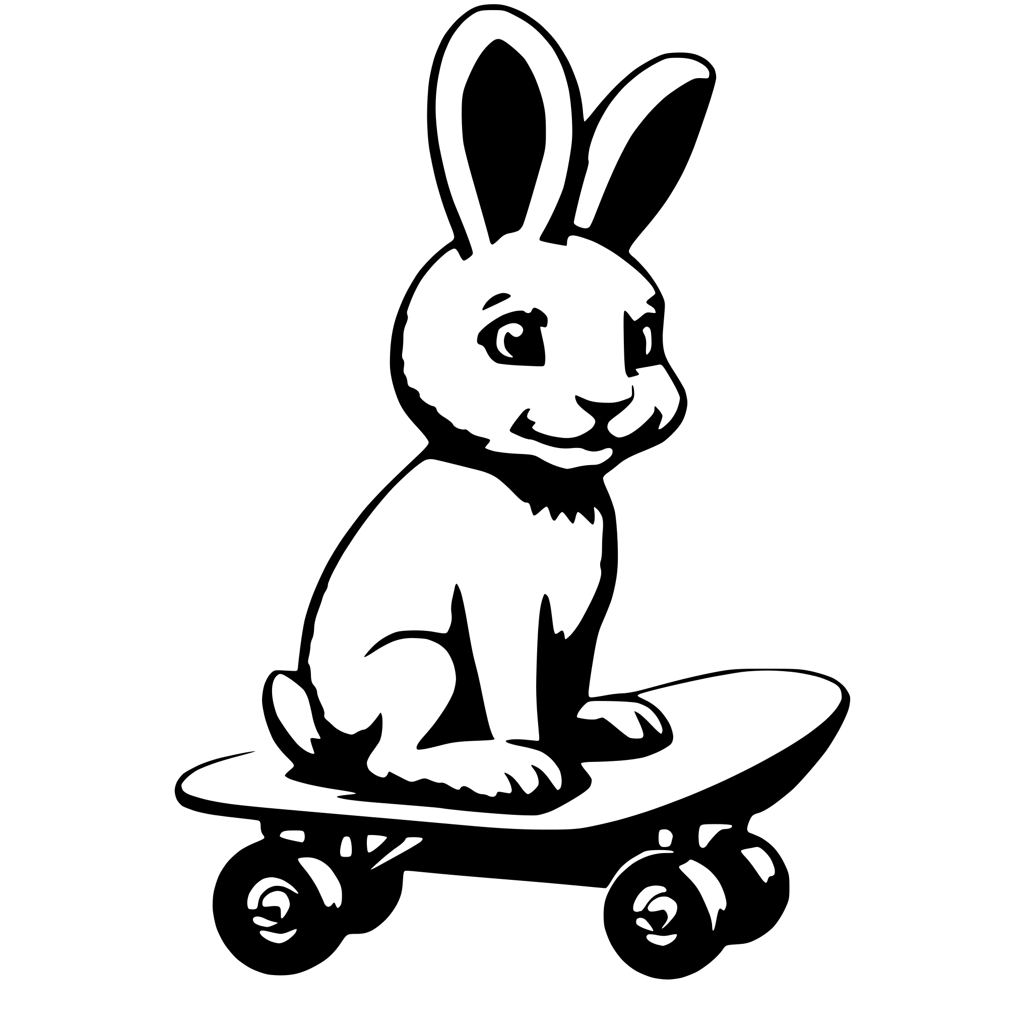 AI-generated SVG of 'baby bunny on skateboard'