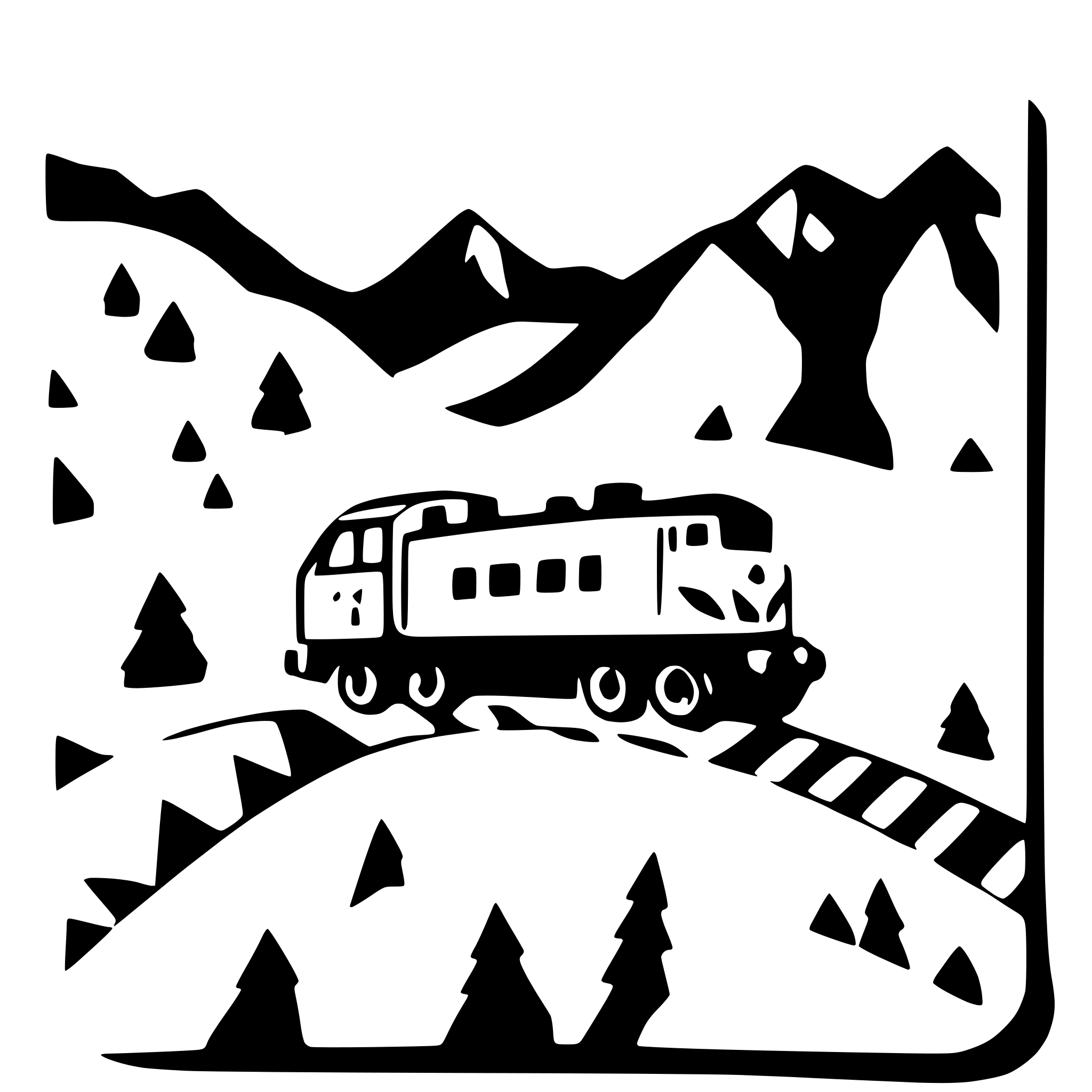 AI-generated SVG of 'train passing through mountains'