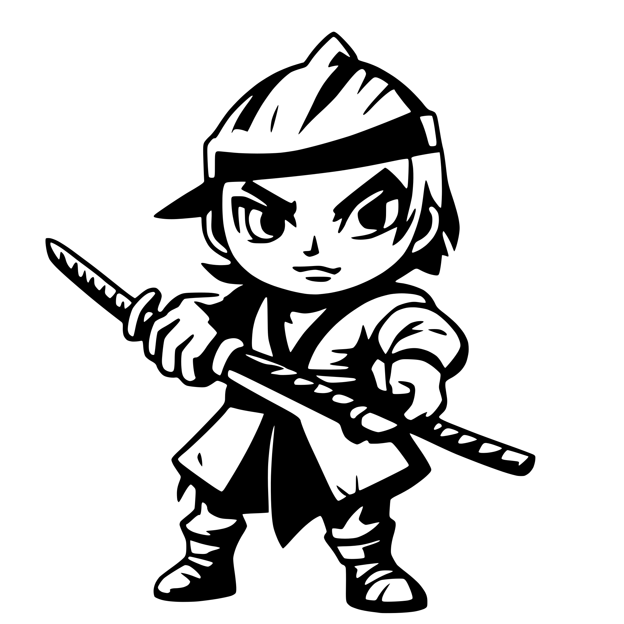 AI-generated SVG of a old samurai slashing his katana