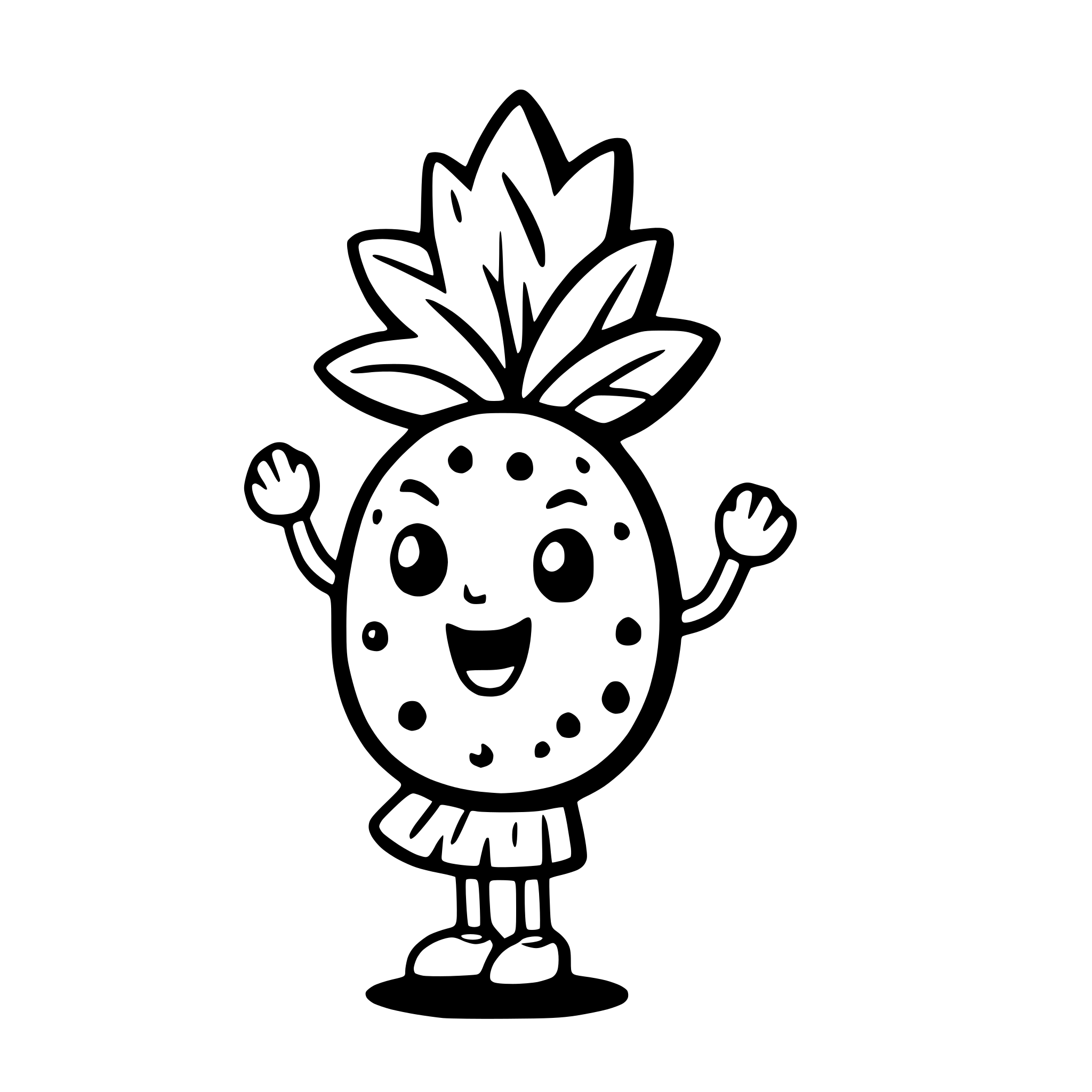 AI-generated SVG of a a dancing pineapple surrounded by musical notes
