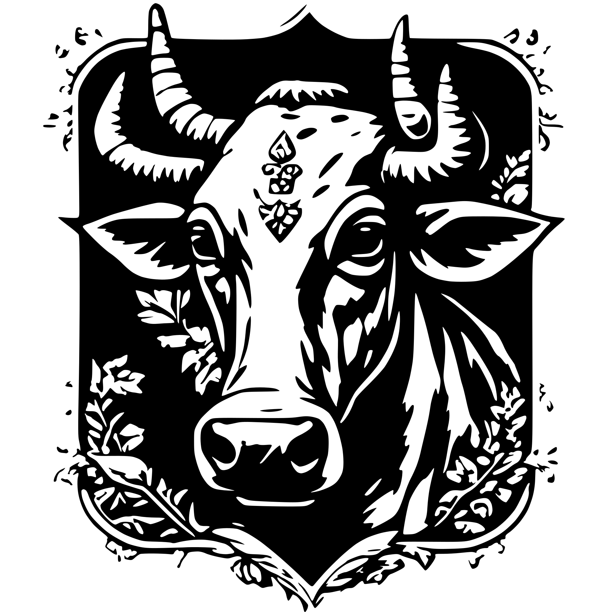 AI-generated SVG of a Cow with the trishul mounted on it