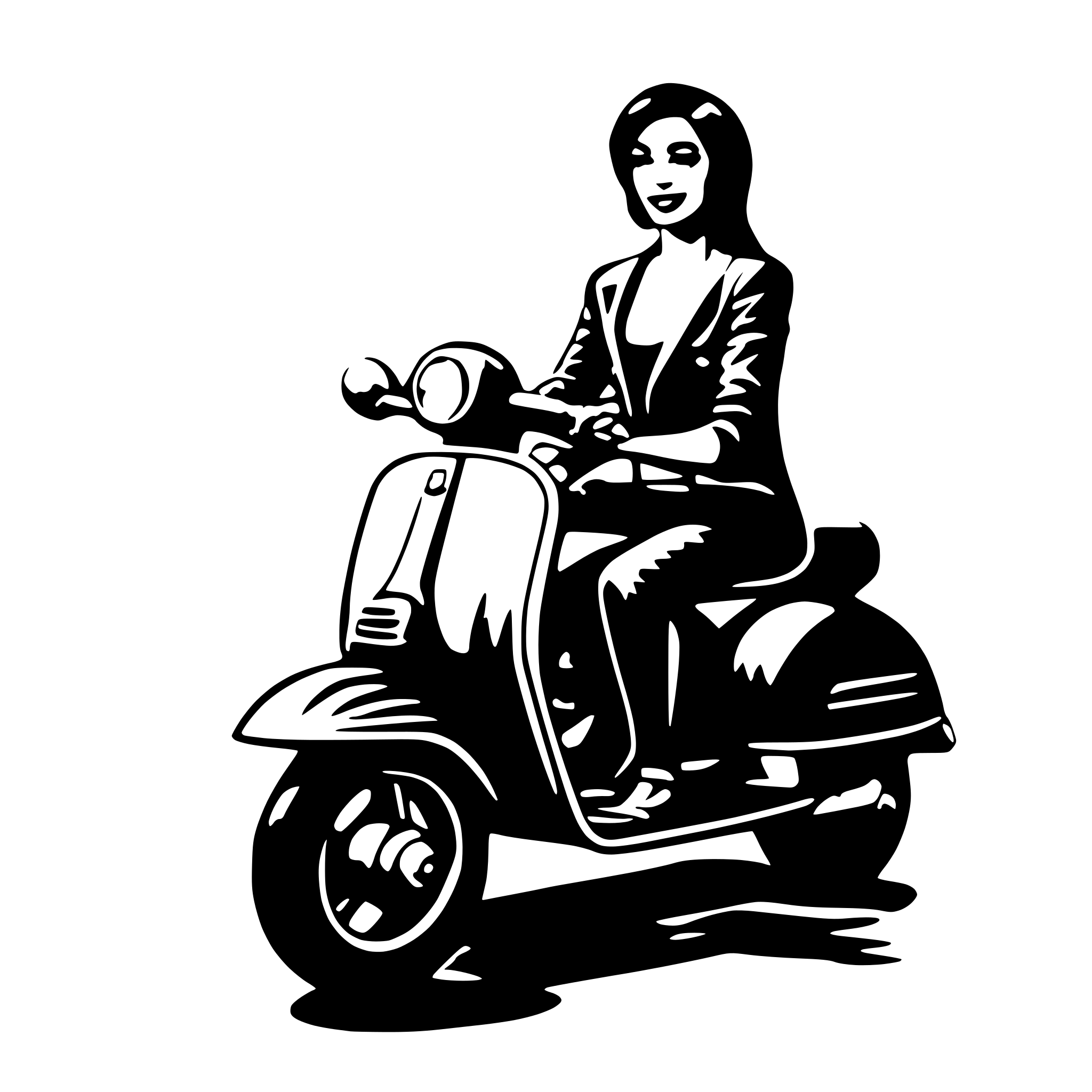 AI-generated SVG of 'Iris in a vespa'