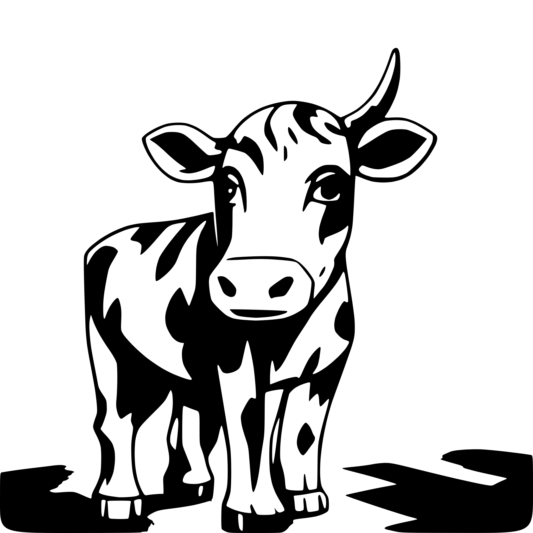 AI-generated SVG of a Generate a cow with black and white spots. The perspective should be from the side