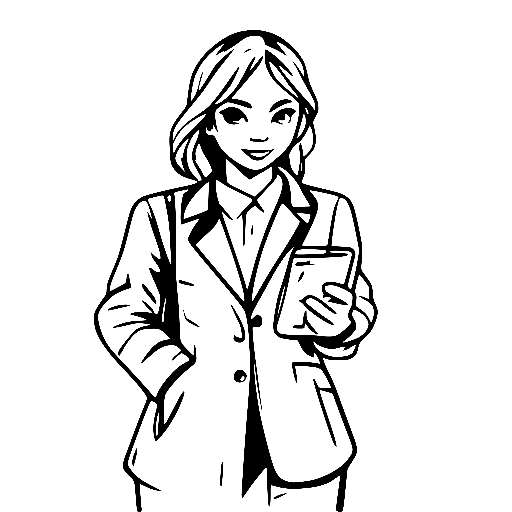 AI-generated SVG of a Illustration of a productive professional standing watching mobile phone screen with the time tracking application on it.