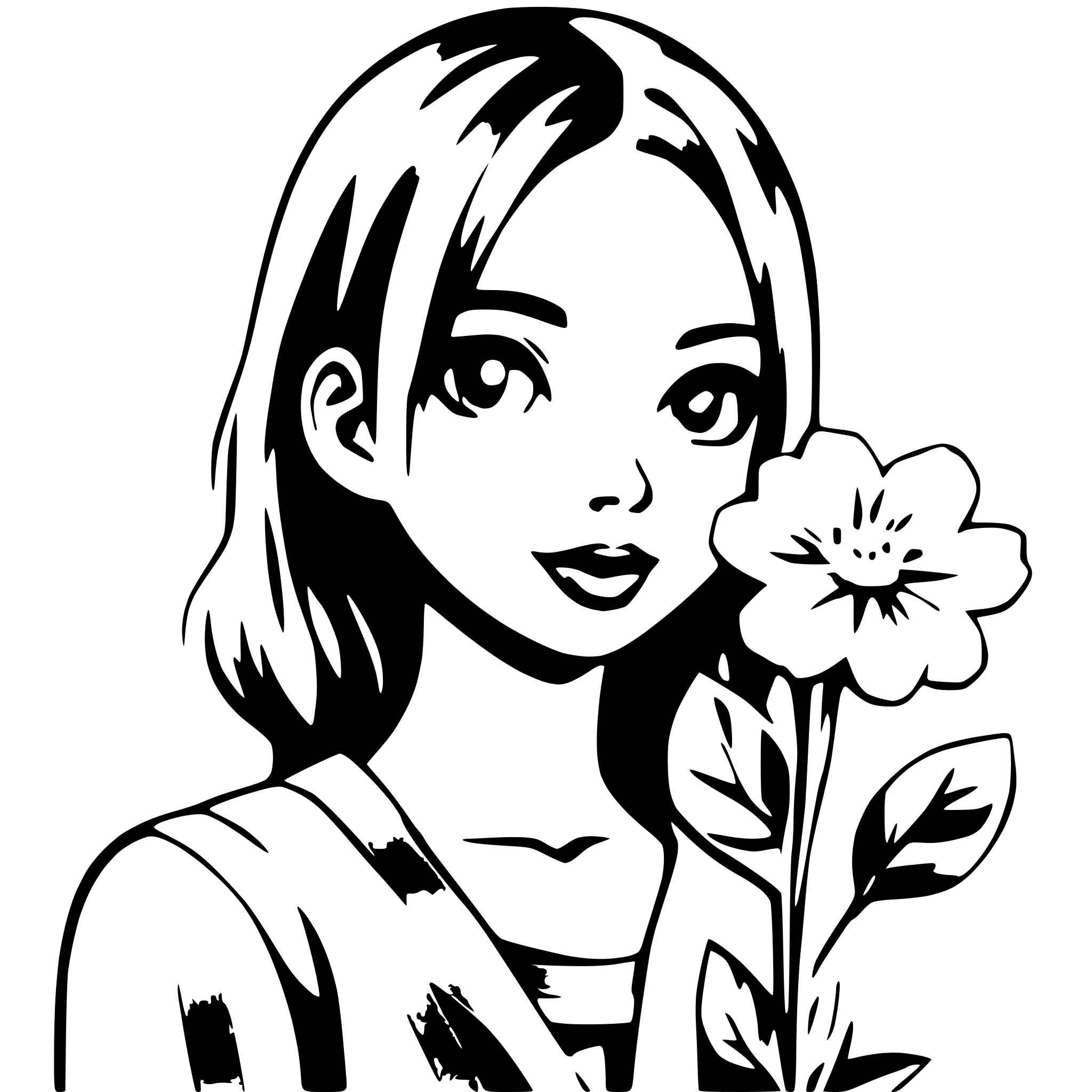 AI-generated SVG of 'girl with flower'