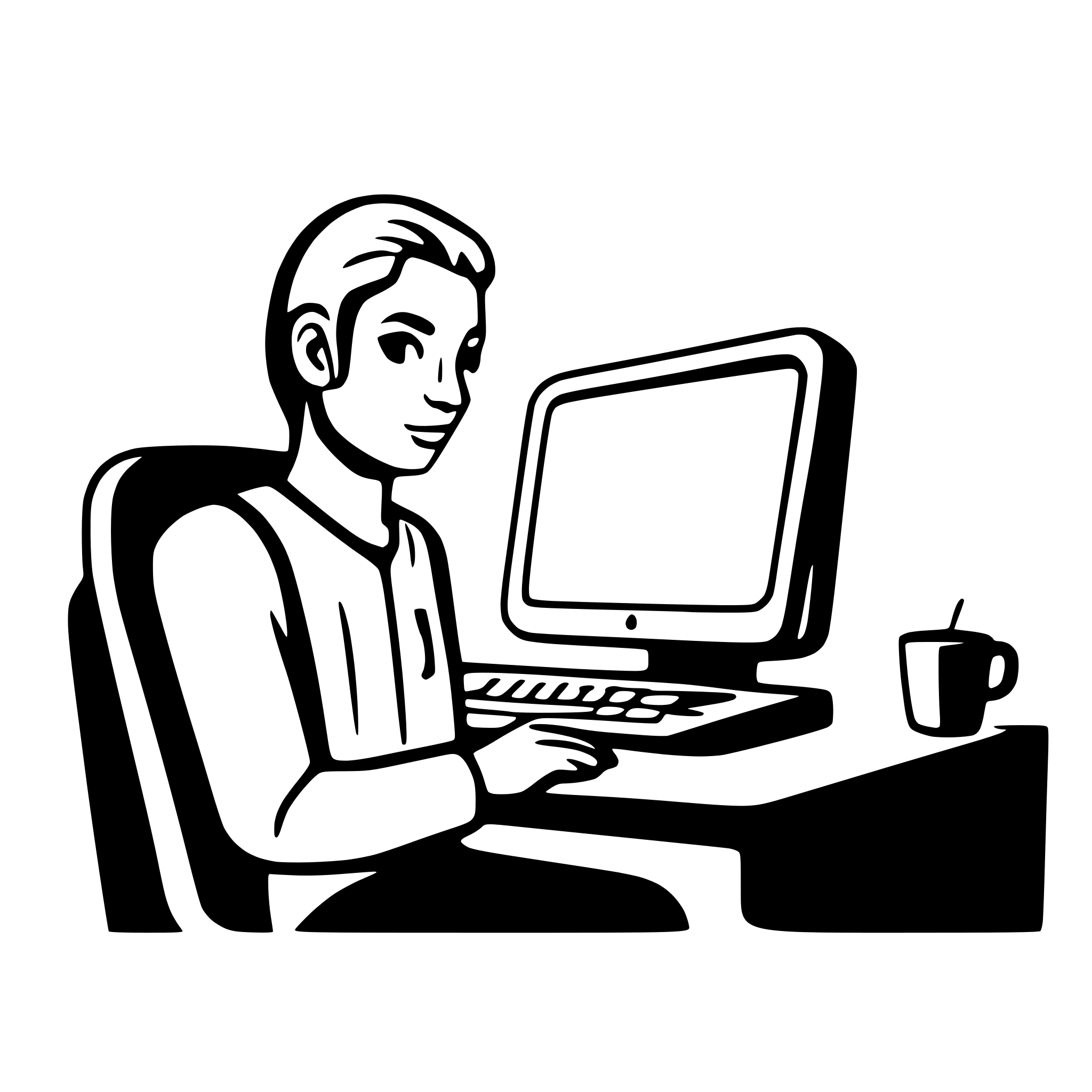 AI-generated SVG of 'guy typing on computer'