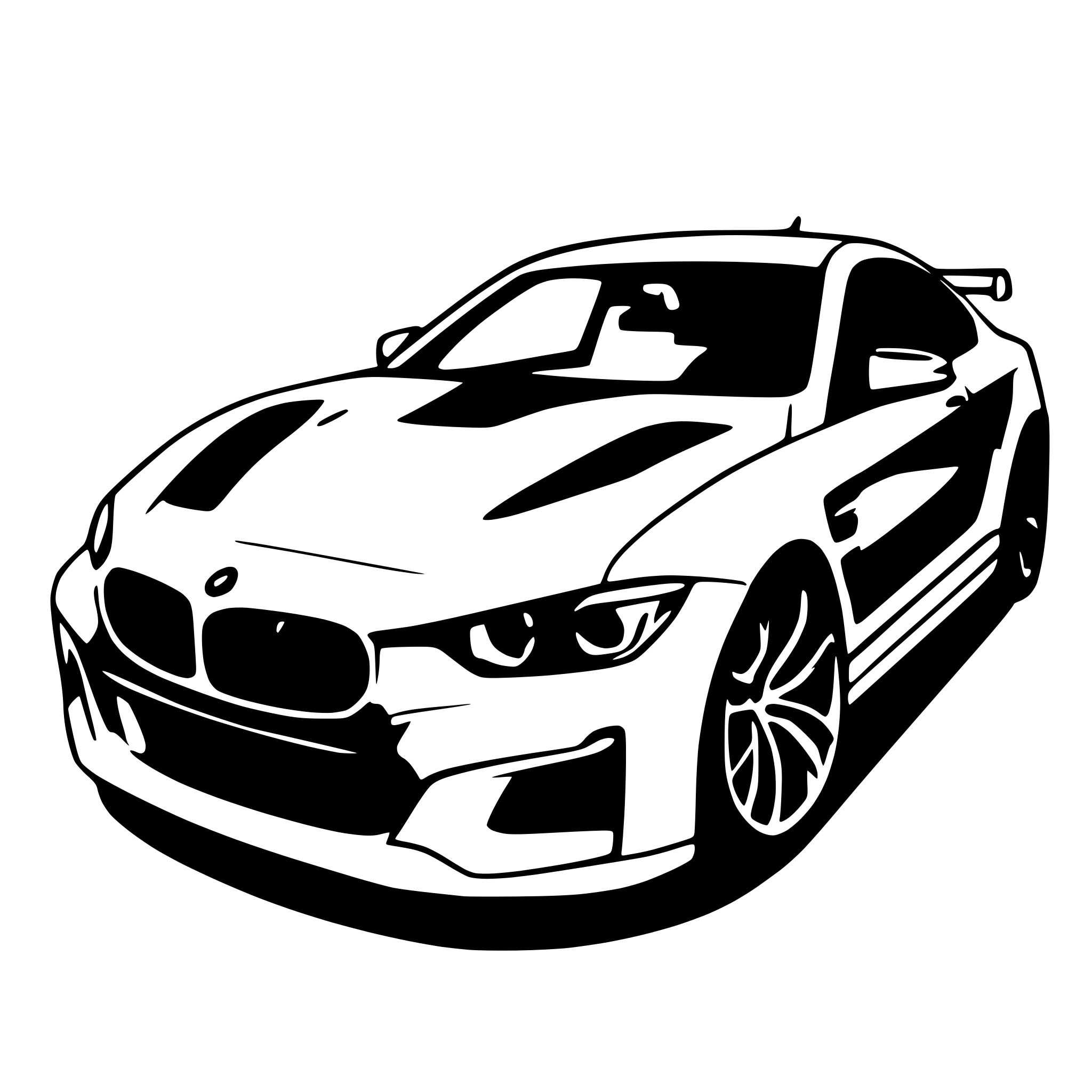 AI-generated SVG of a BMW m4 f82 as a drawing to color in. Without Logos. With bodykit and Spoiler.