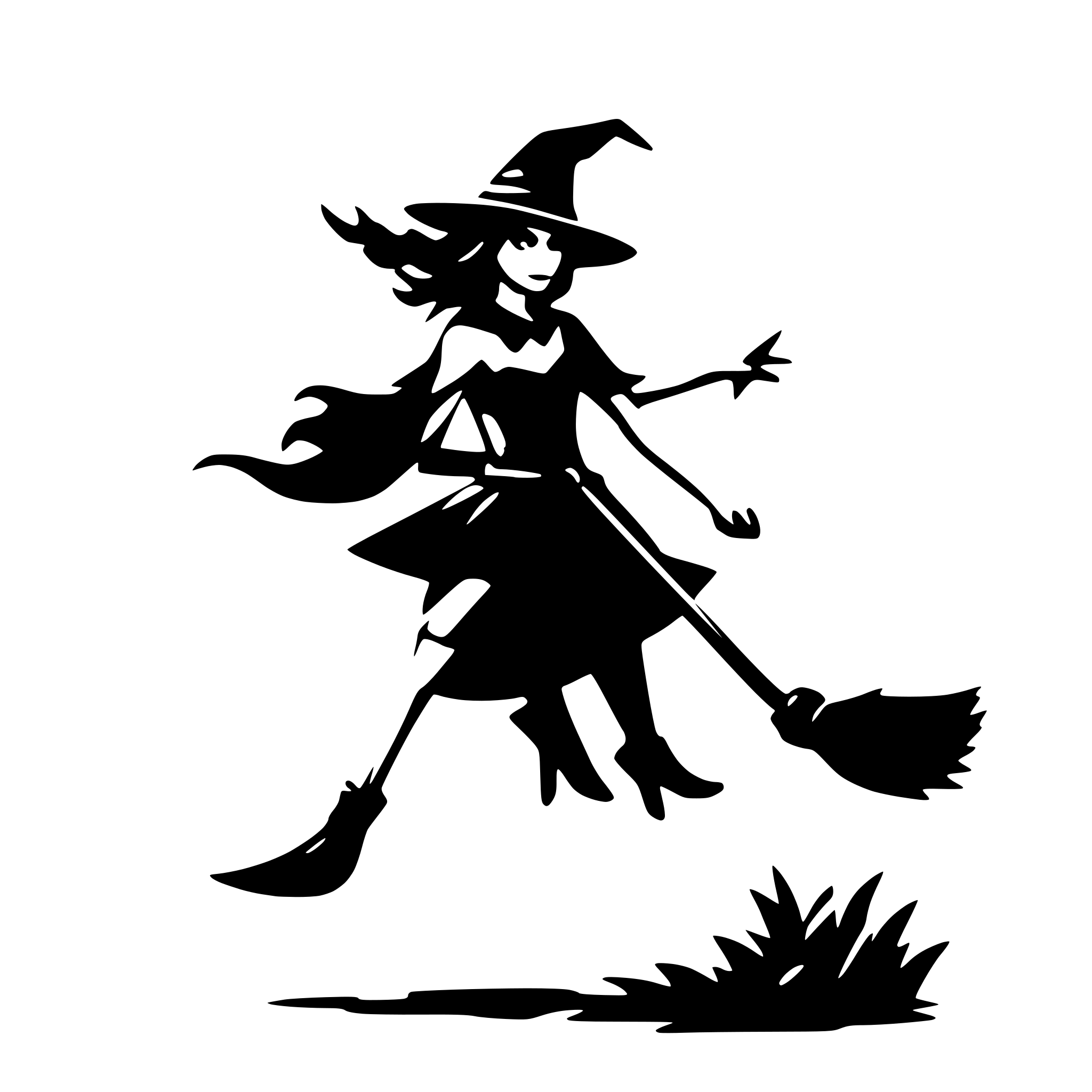 AI-generated SVG of 'witch flying on a broom'