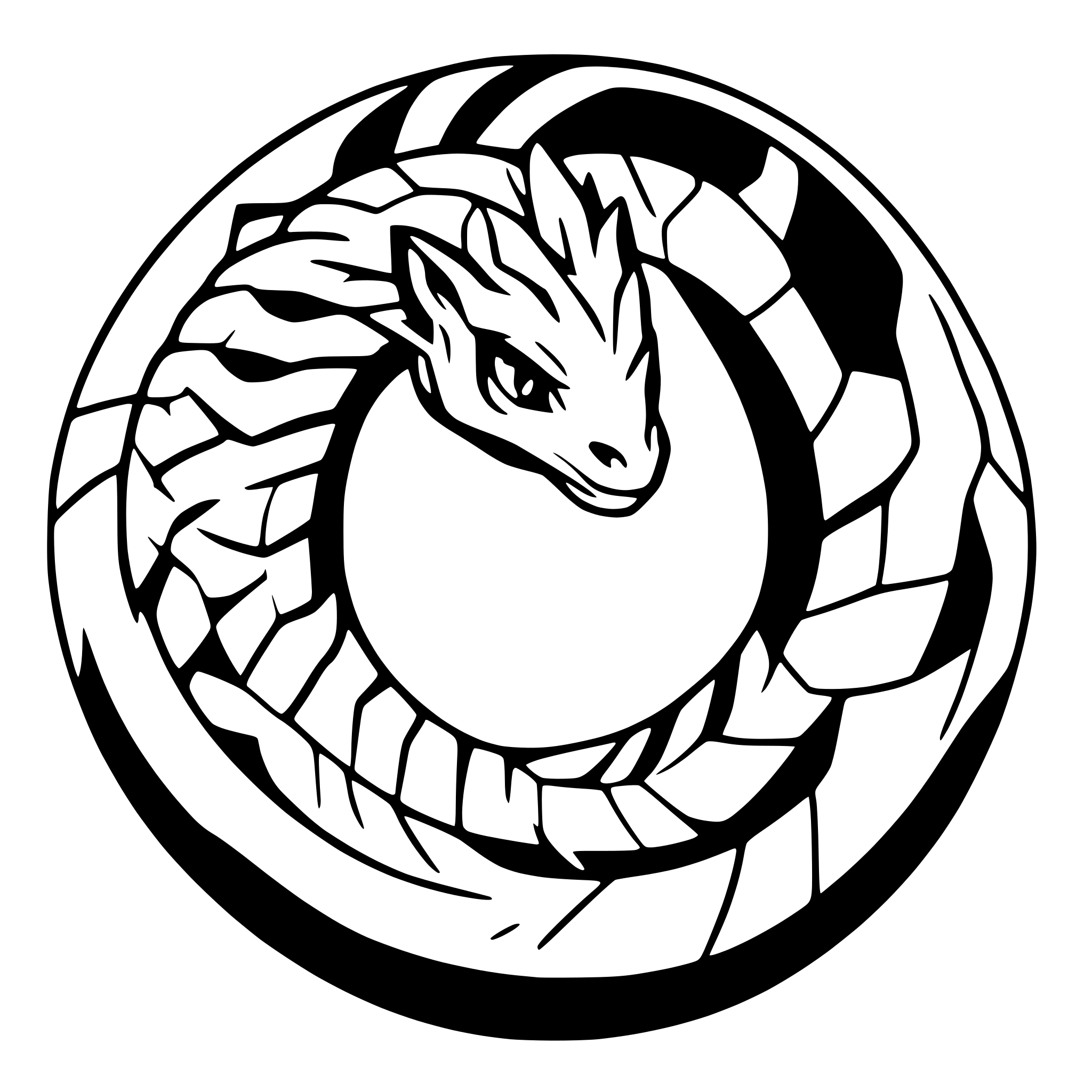 AI-generated SVG of a ouroboros combined with a helix