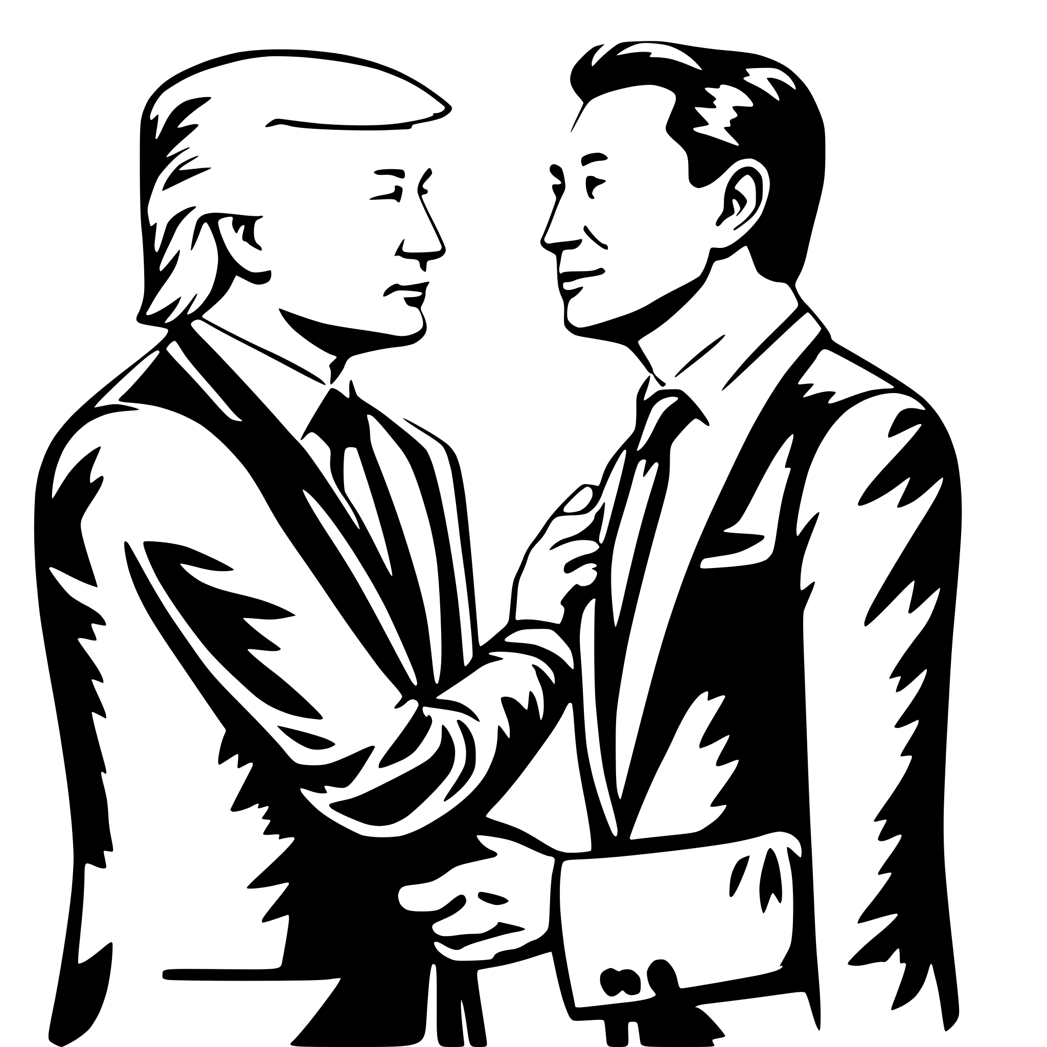 AI-generated SVG of a Trump shakes hand with Elon Musk