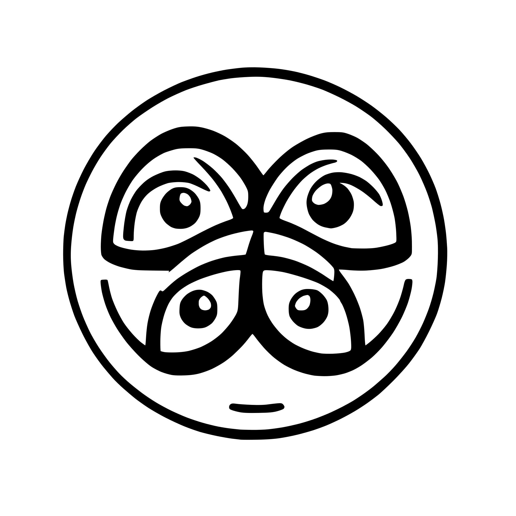 AI-generated SVG of '3 symmetrical spheres that look similar to two eyes and the third eye awakened logo favicon. monochromatic'