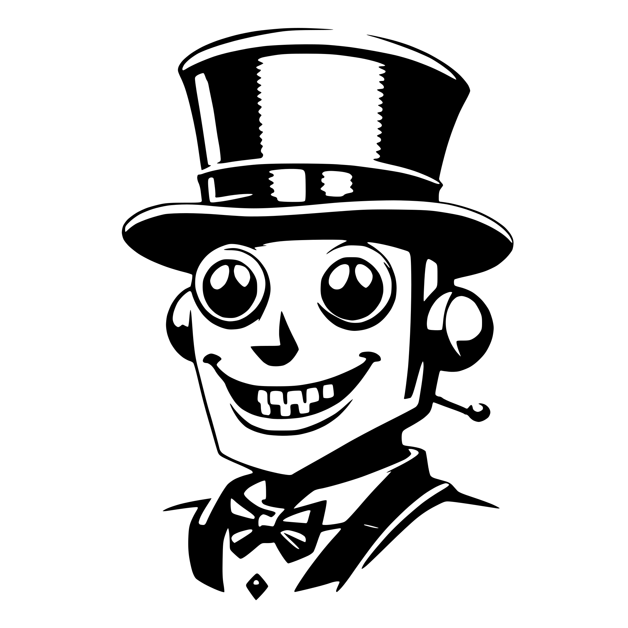 AI-generated SVG of a a smiling robot with a top hat to show that he is rich. Highly stylized.