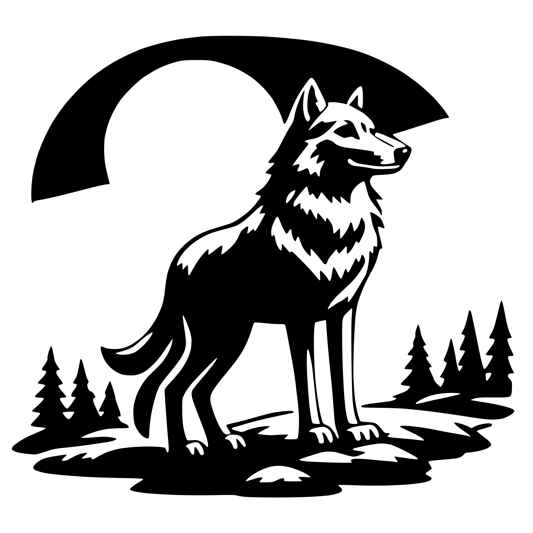 AI-generated SVG of a wolf in moonlight