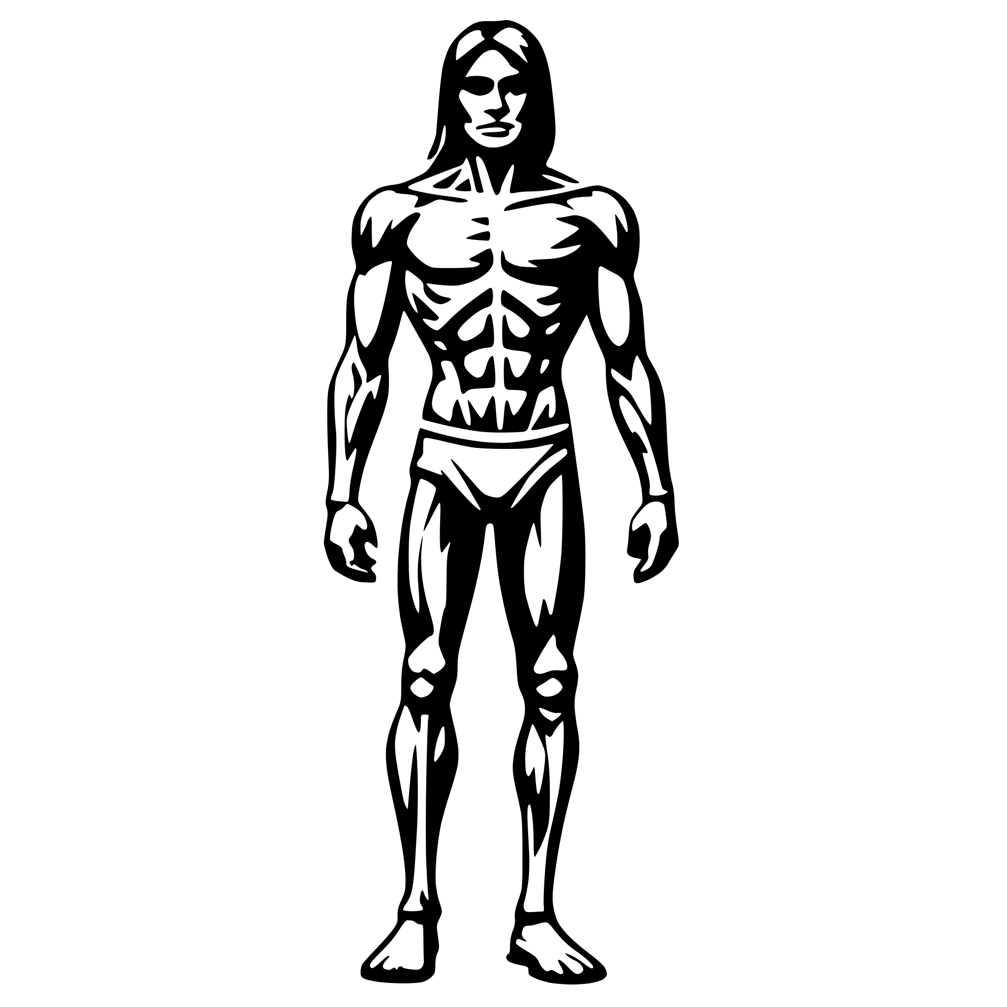 AI-generated SVG of a human body muscles diagram