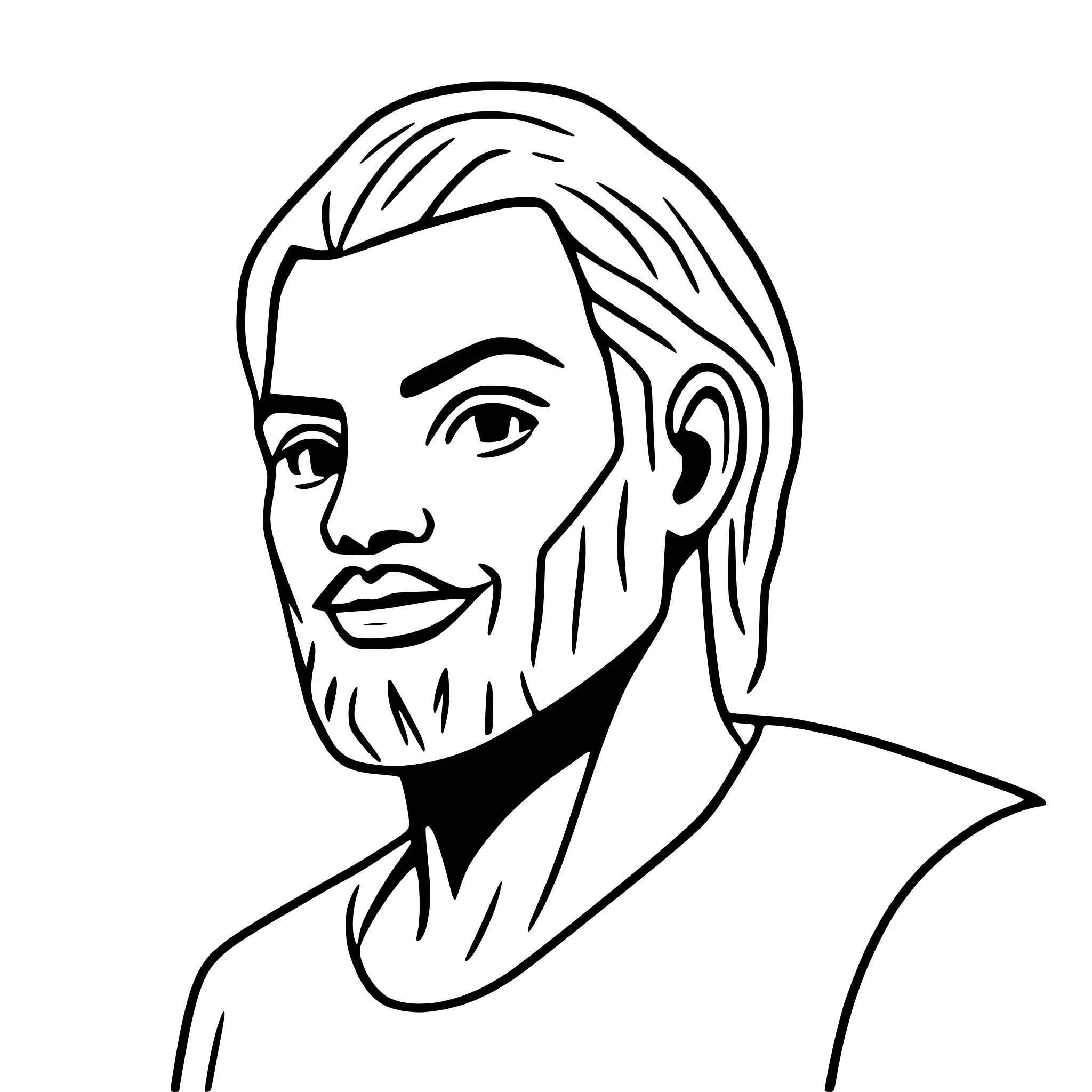 AI-generated SVG of 'Socrates smiling looking right'