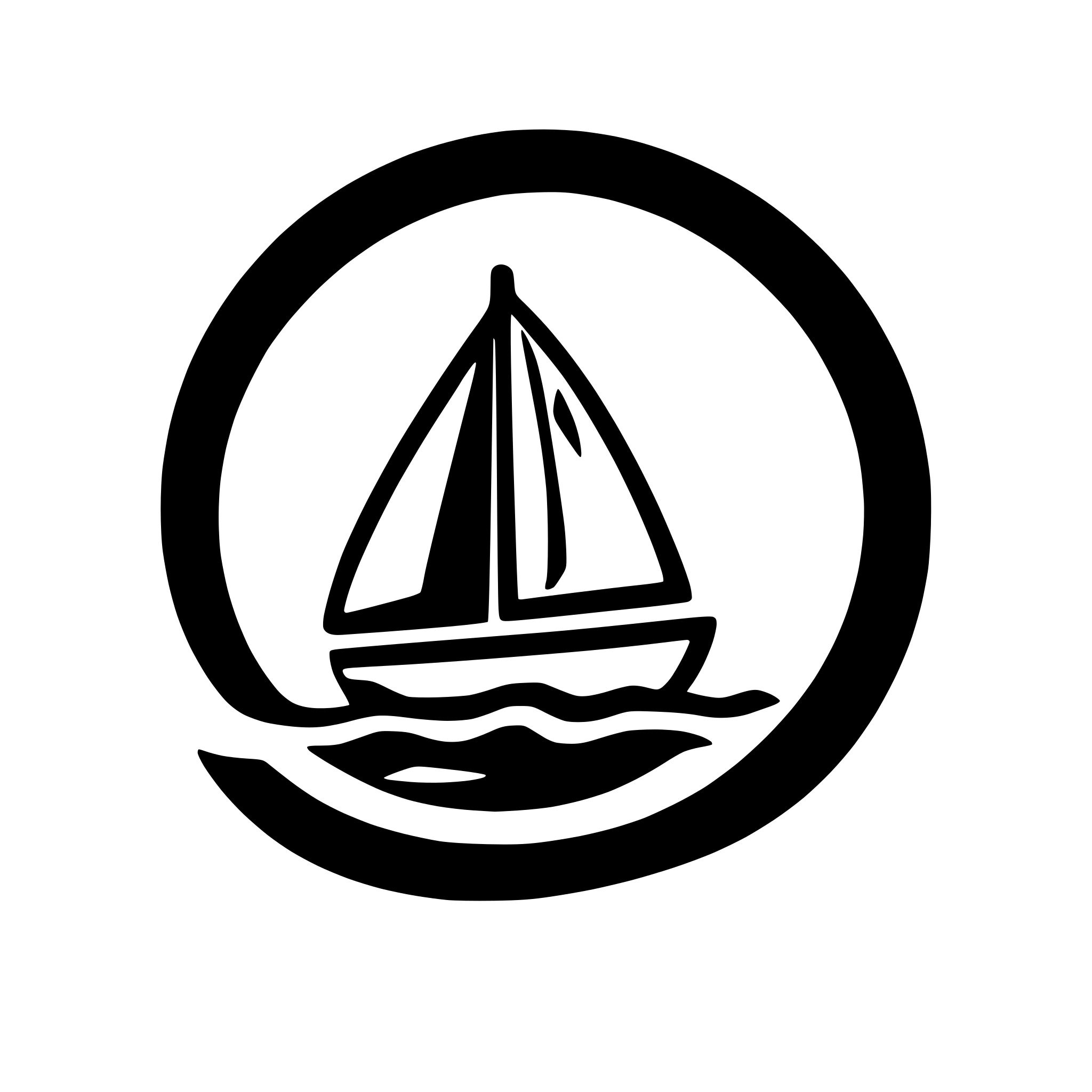 AI-generated SVG of a simple 2d sailbot icon on 2 water waves