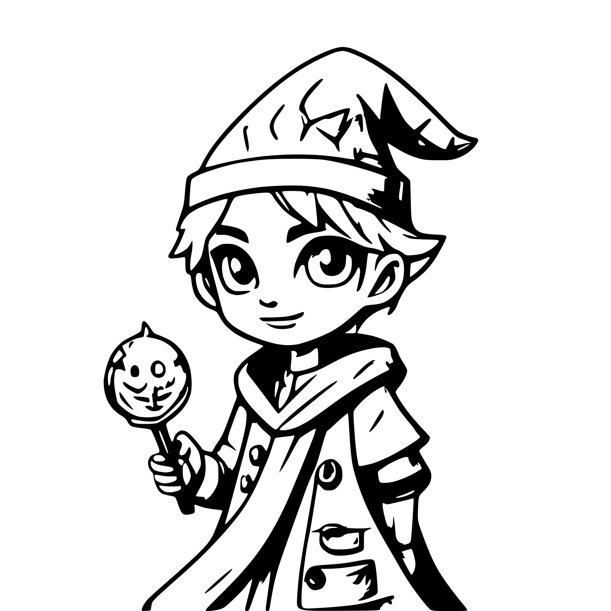AI-generated SVG of a cute boy wizard with color