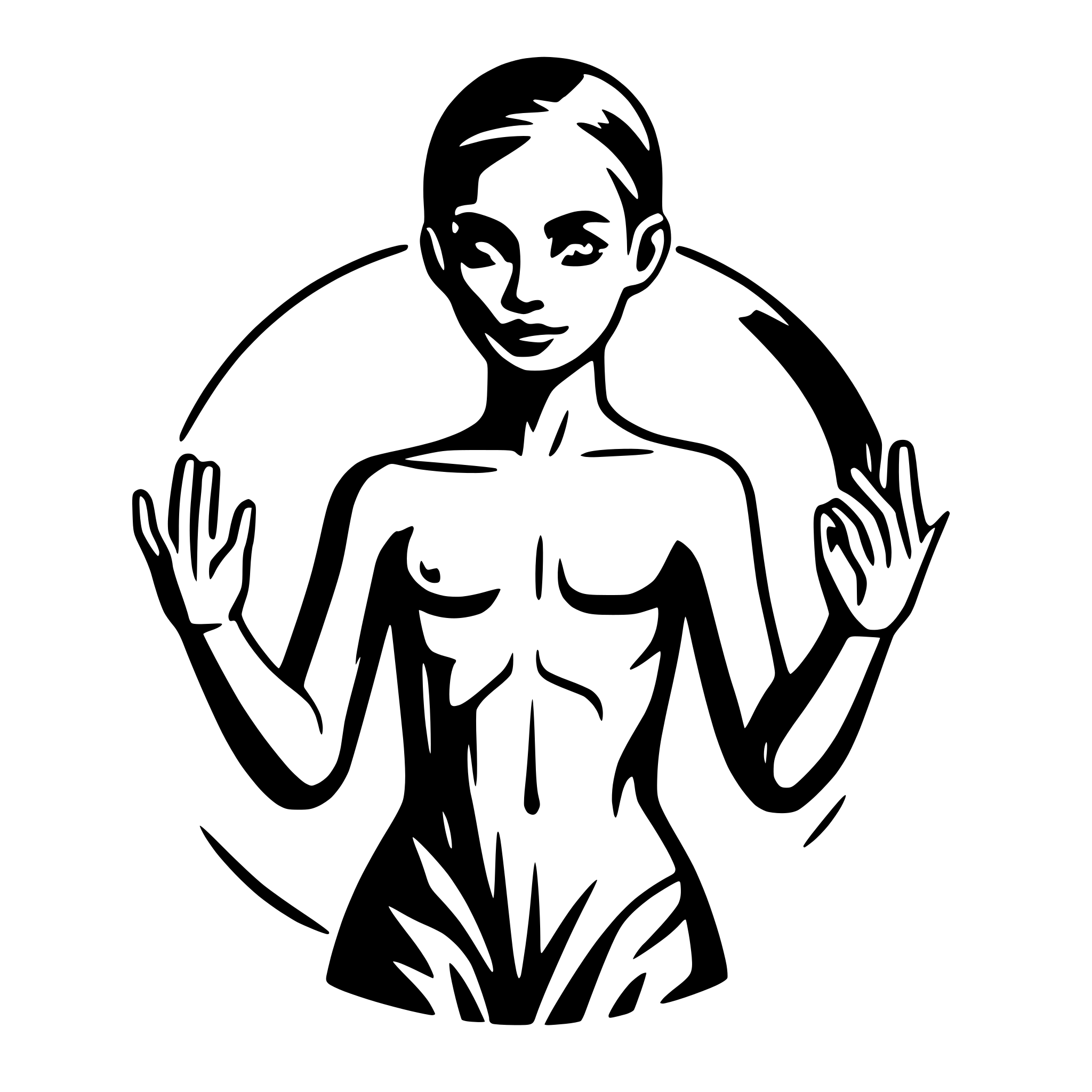 AI-generated SVG of a human with six arms