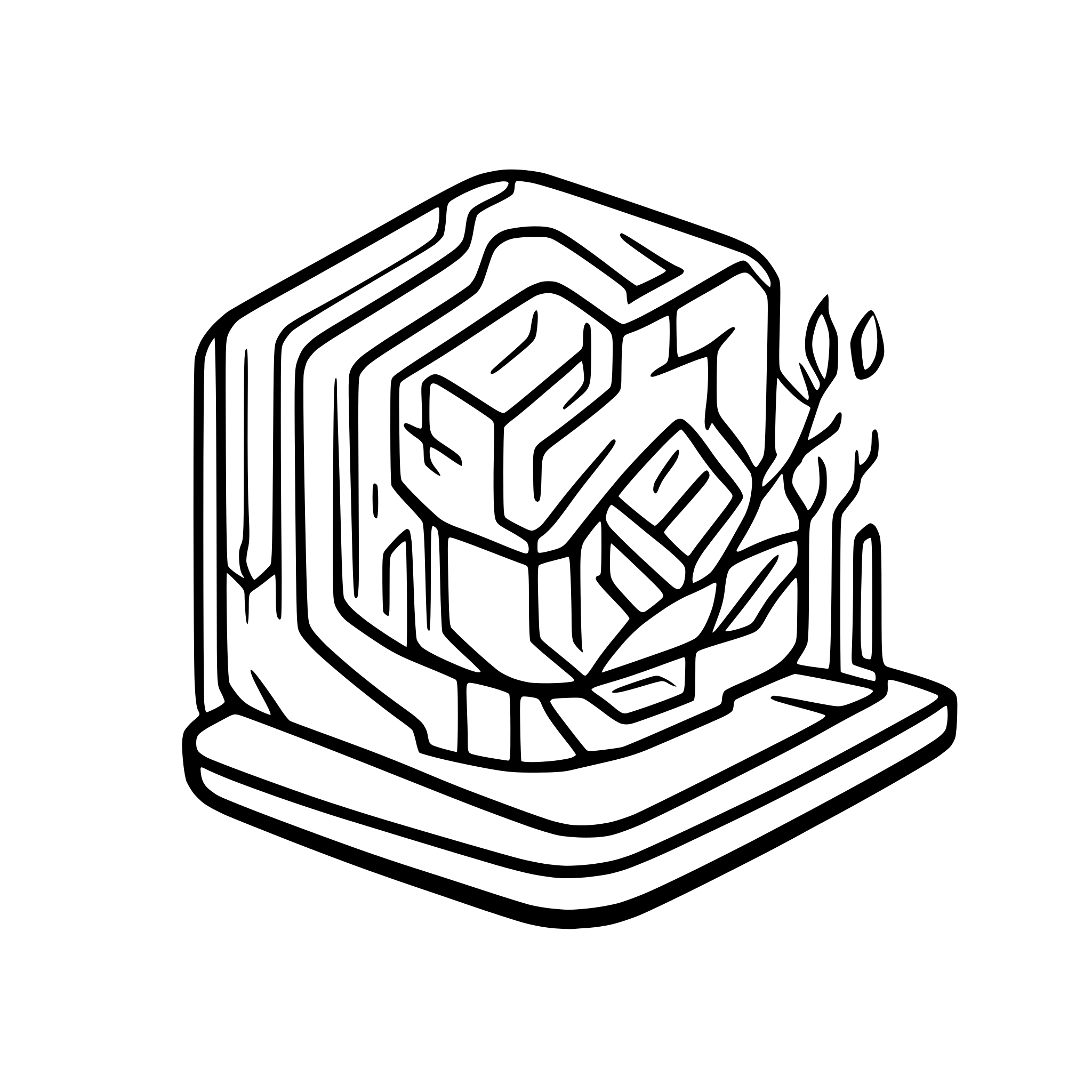 AI-generated SVG of a Create a logo with symetric shape in  black, and white, that resembles of computers technology digital  data