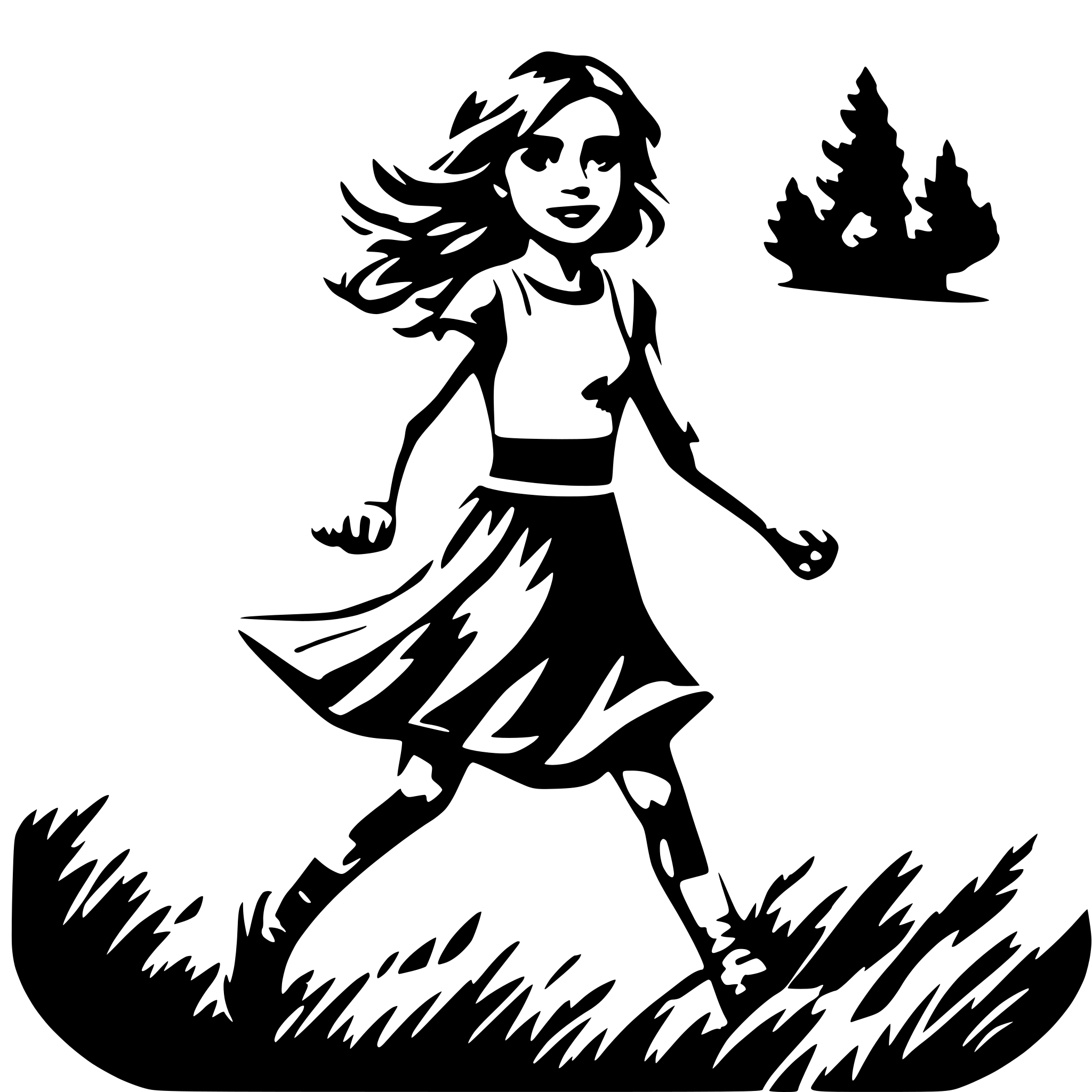 AI-generated SVG of 'girl running in meadows'