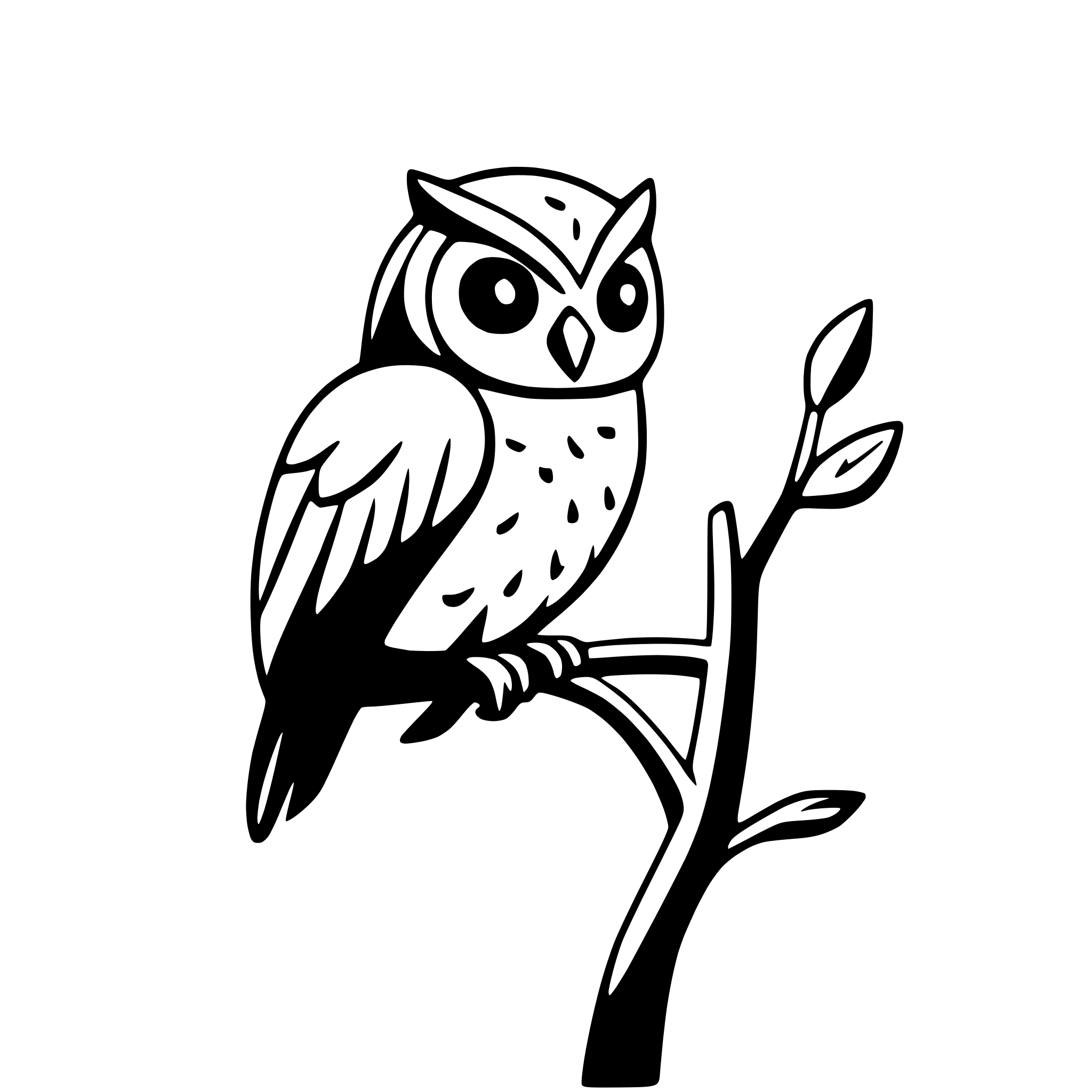 AI-generated SVG of a owl perched on branch