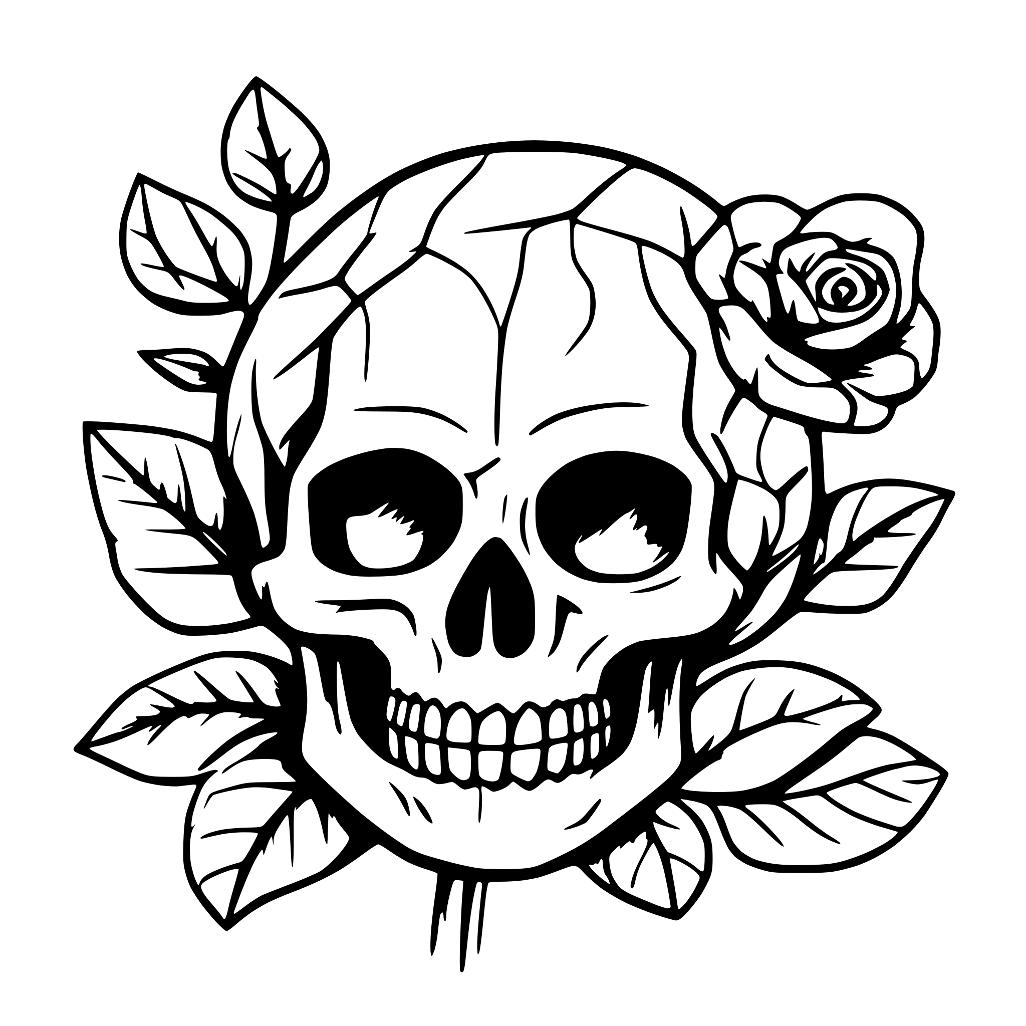 AI-generated SVG of a skull and rose