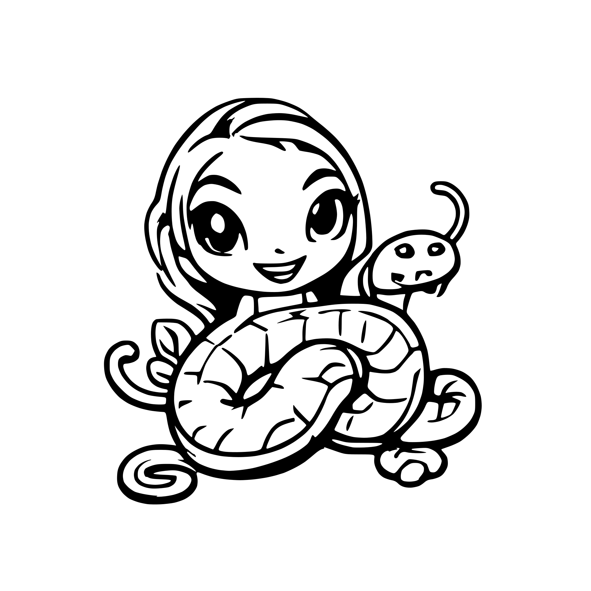 AI-generated SVG of 'wealth of god surrounded by a cute snake'
