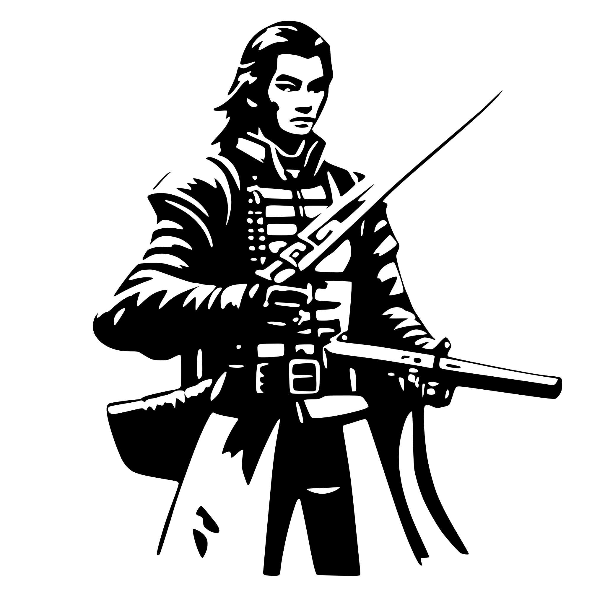 AI-generated SVG of 'samurai holding a revolver'