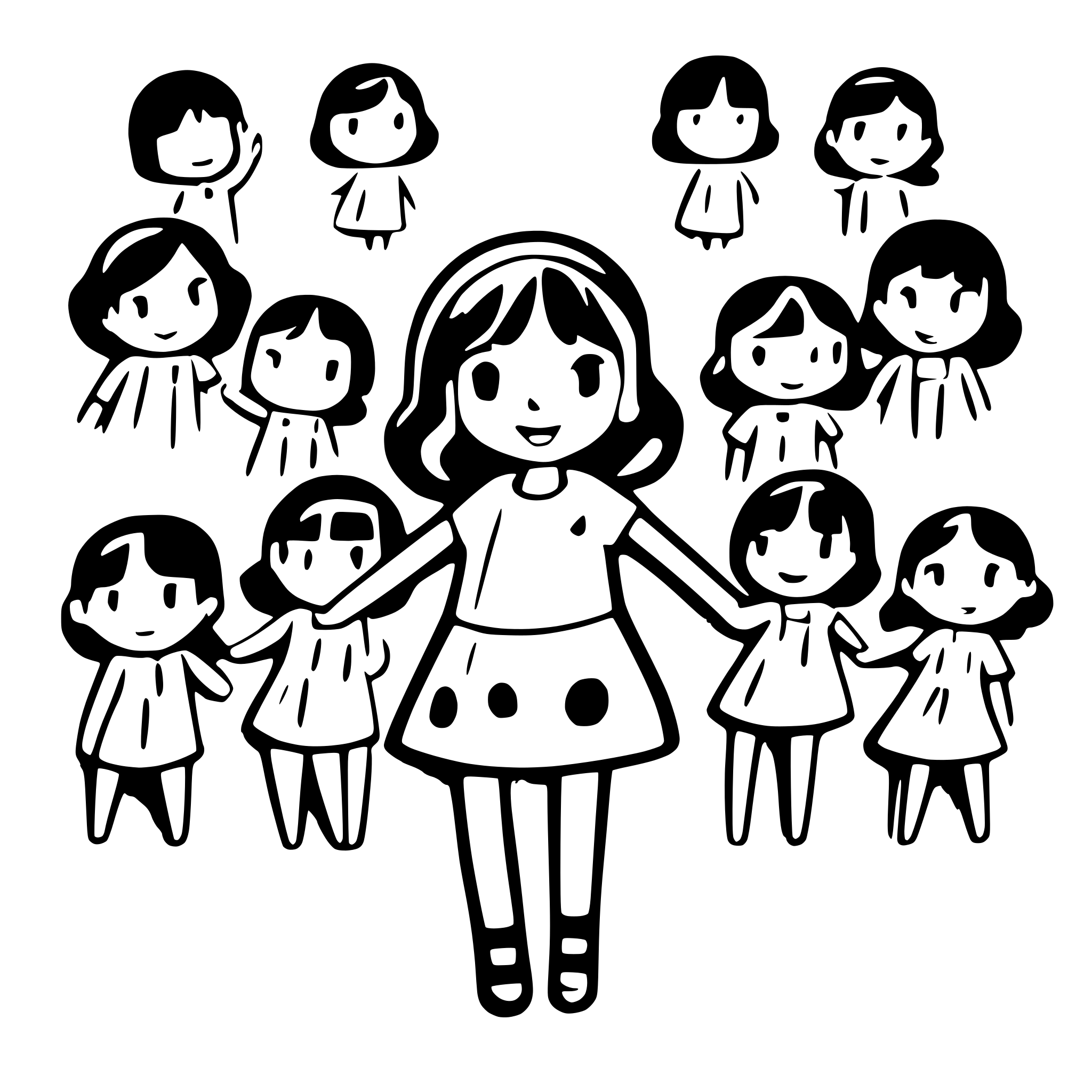 AI-generated SVG of '10 children holding hands and the world'