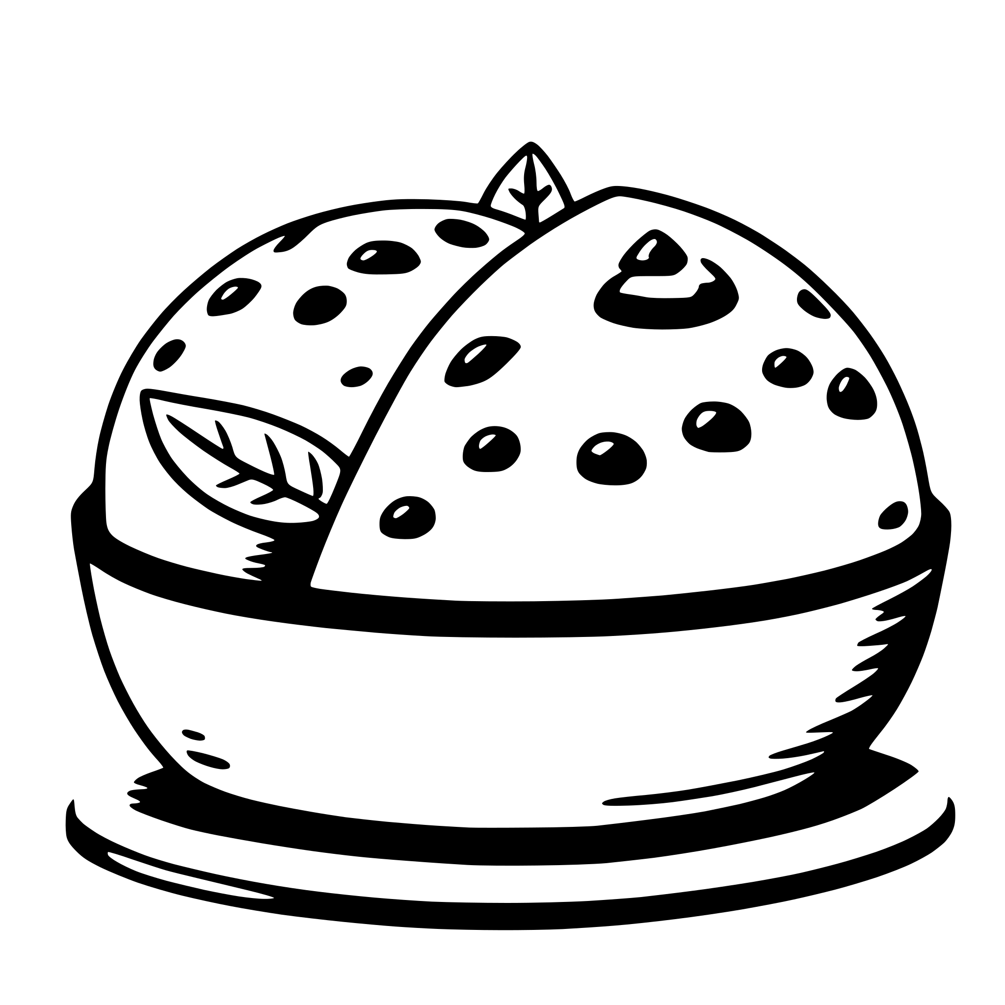 The SVG depicts a stylized illustration of a fruit, possibly an apple or a pear, with a leaf attached to it. The fruit is shown in a three-quarter view, with the top half cut off, revealing the interior. The fruit has a textured surface with small dots, suggesting a skin or peel, and a smooth interior. The leaf is attached to the top of the fruit, with a stem visible, indicating that the fruit is fresh and possibly organic. The illustration is simple and uses minimal lines and shapes to convey the subject matter. 