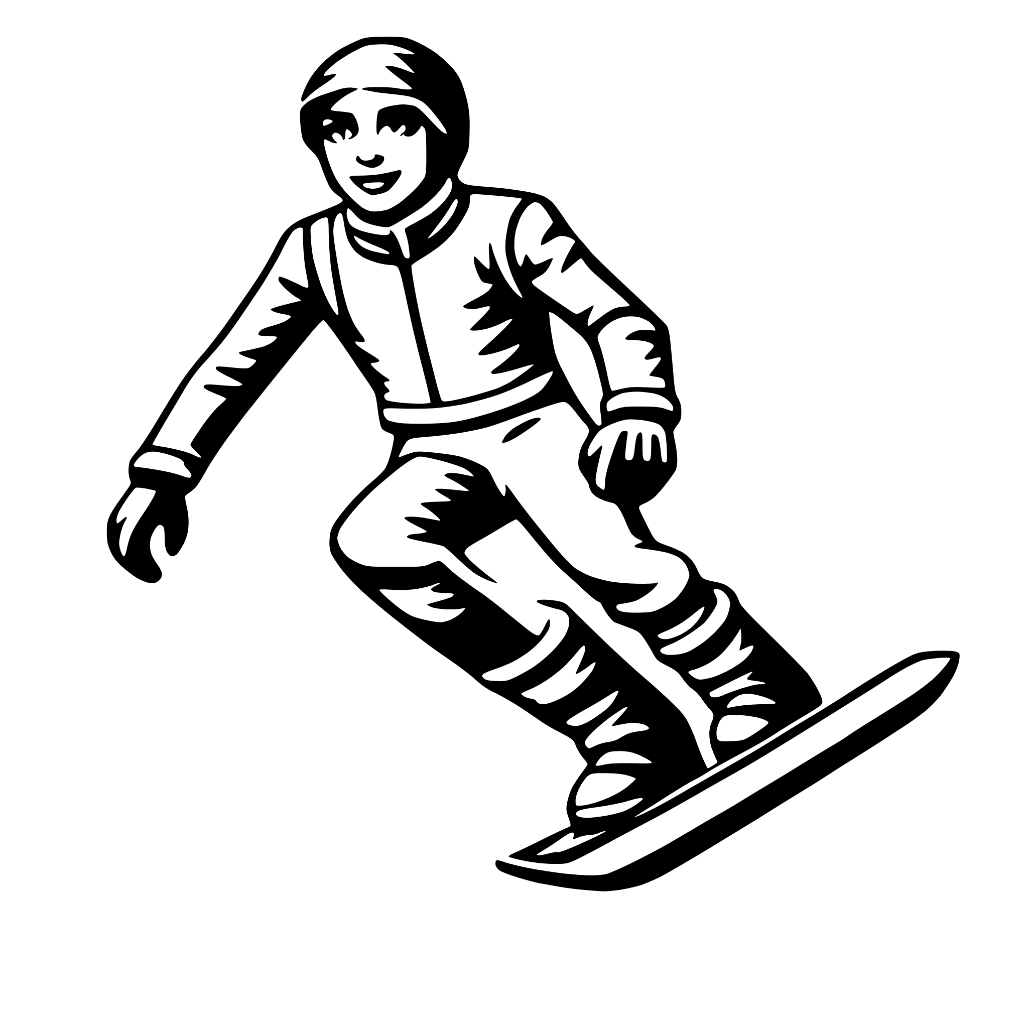 AI-generated SVG of a snowboarding down slope
