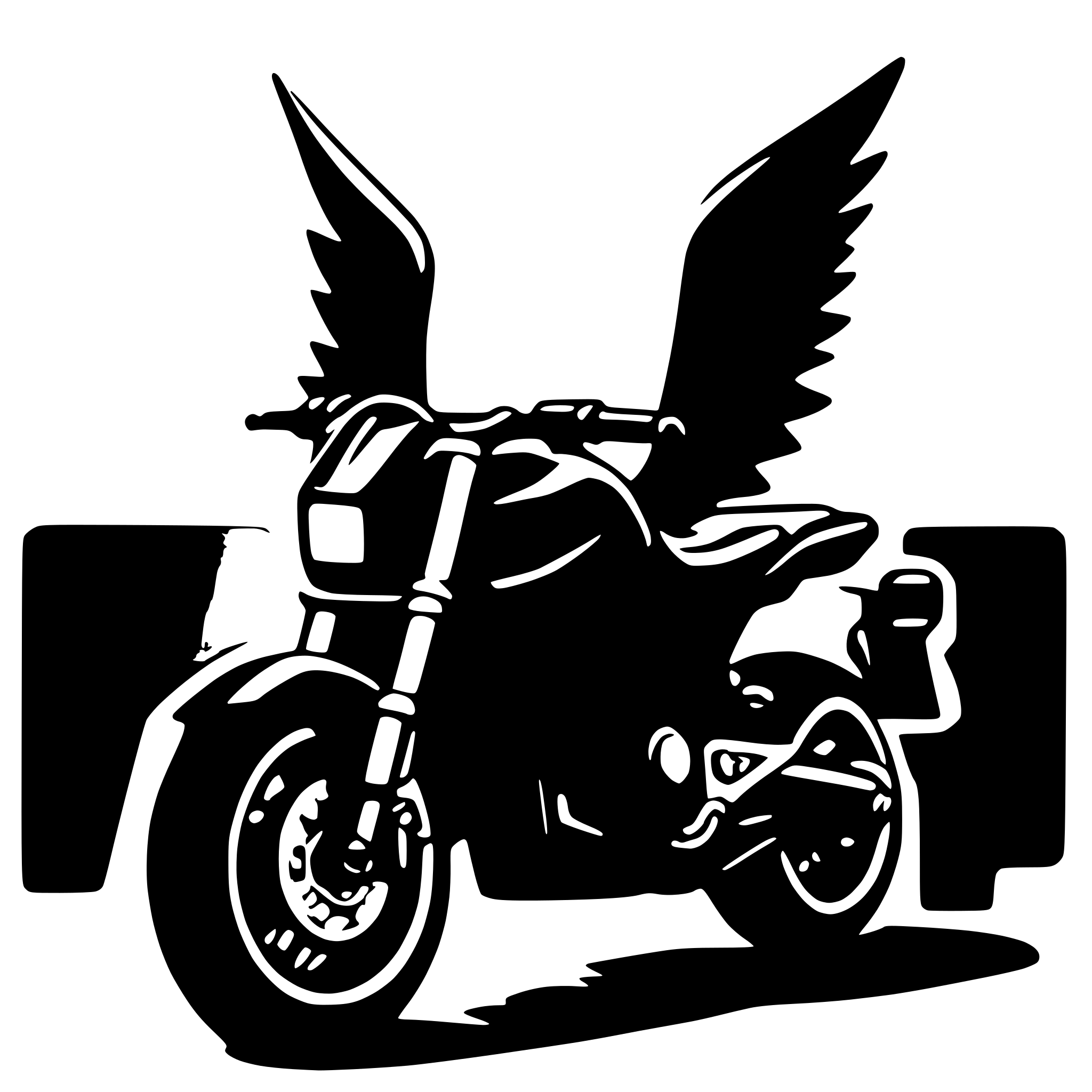 AI-generated SVG of a purple honda grom with wings