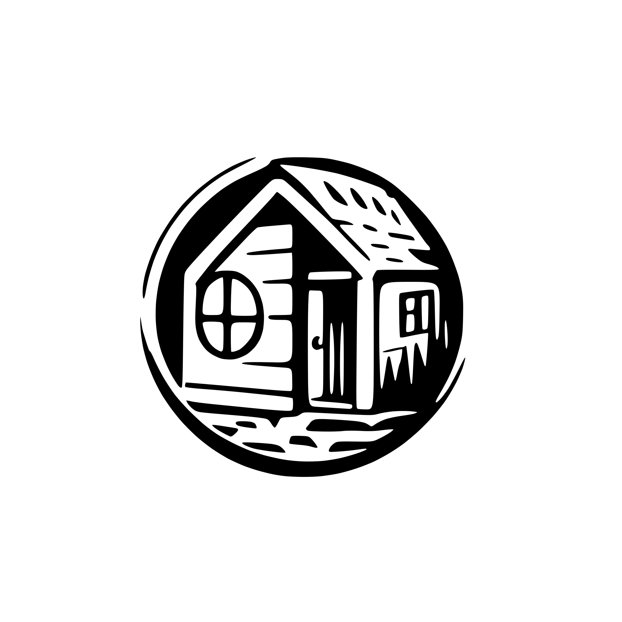 AI-generated SVG of a a tiny wooden cabin in a circle without trees