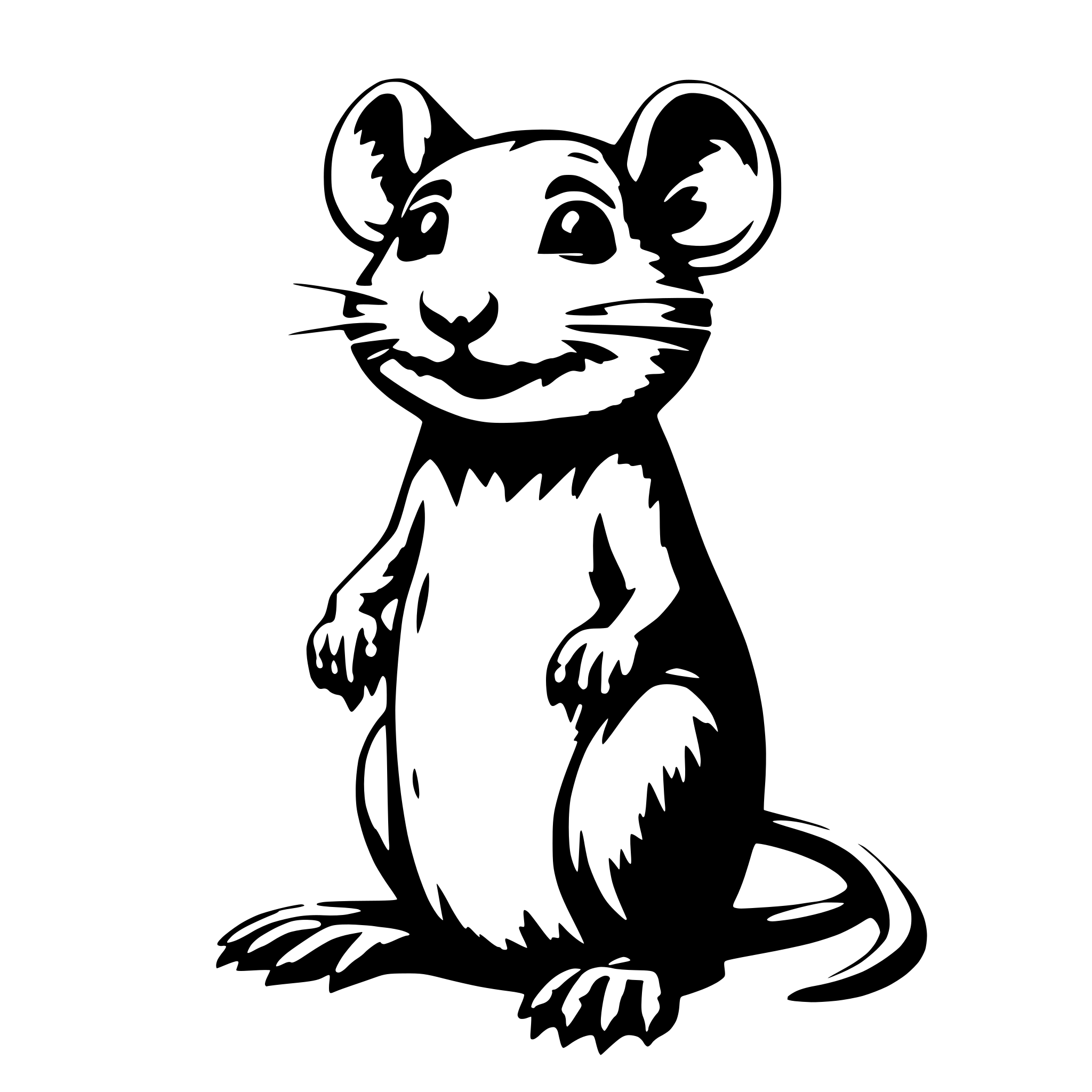 AI-generated SVG of a a small thin rat sitting looking happy