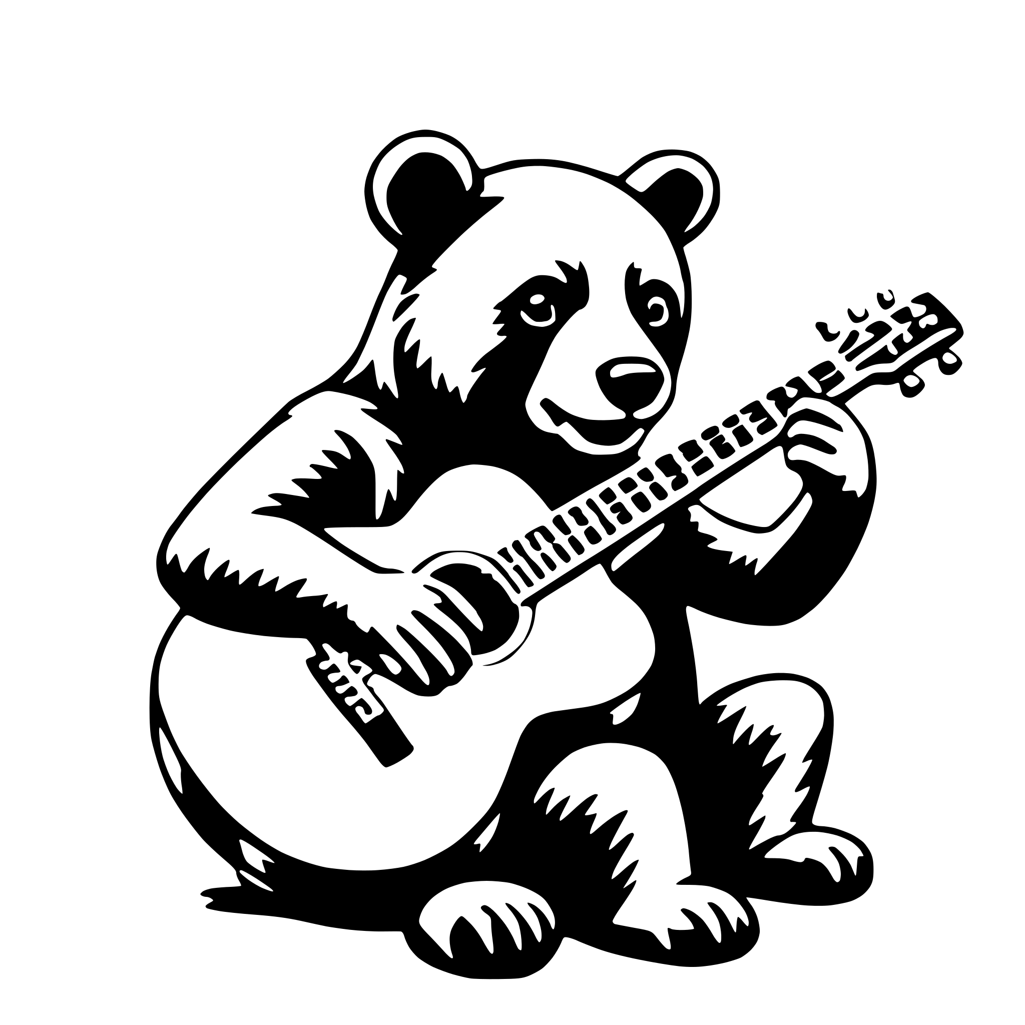 AI-generated SVG of a bear playing guitar
