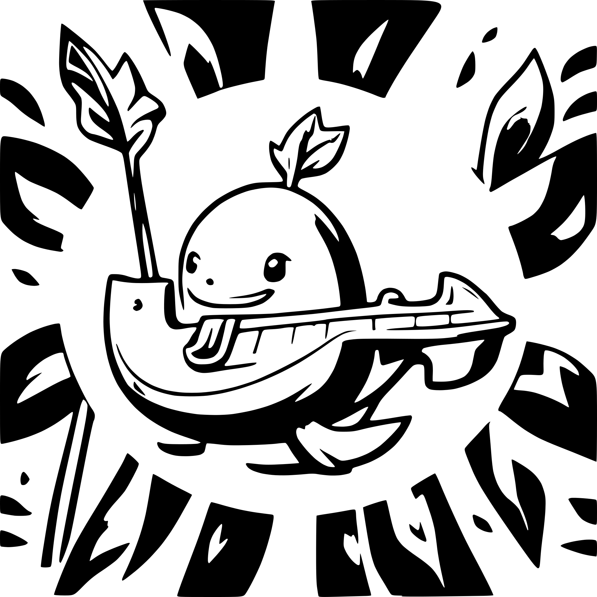 AI-generated SVG of a a cute whale playing a lute