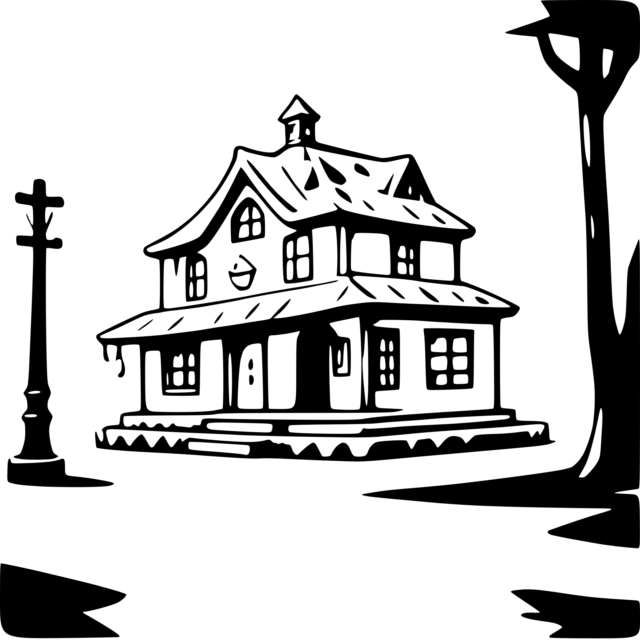 AI-generated SVG of a haunted house with spirits