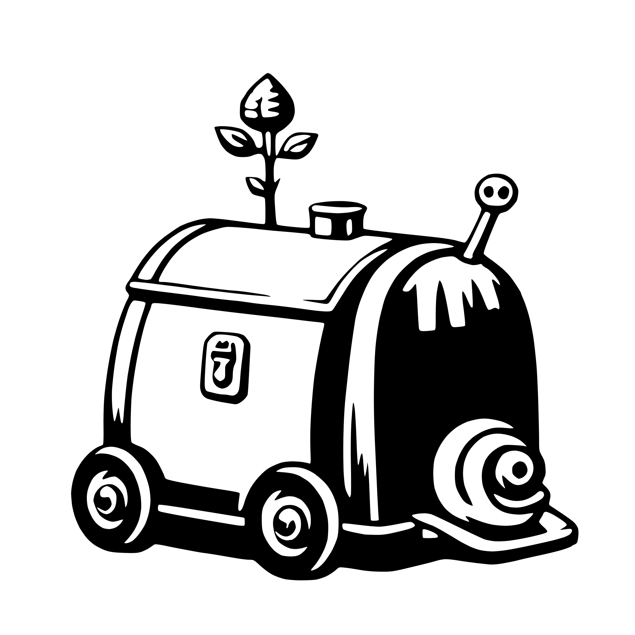 AI-generated SVG of 'snail with suitcase'