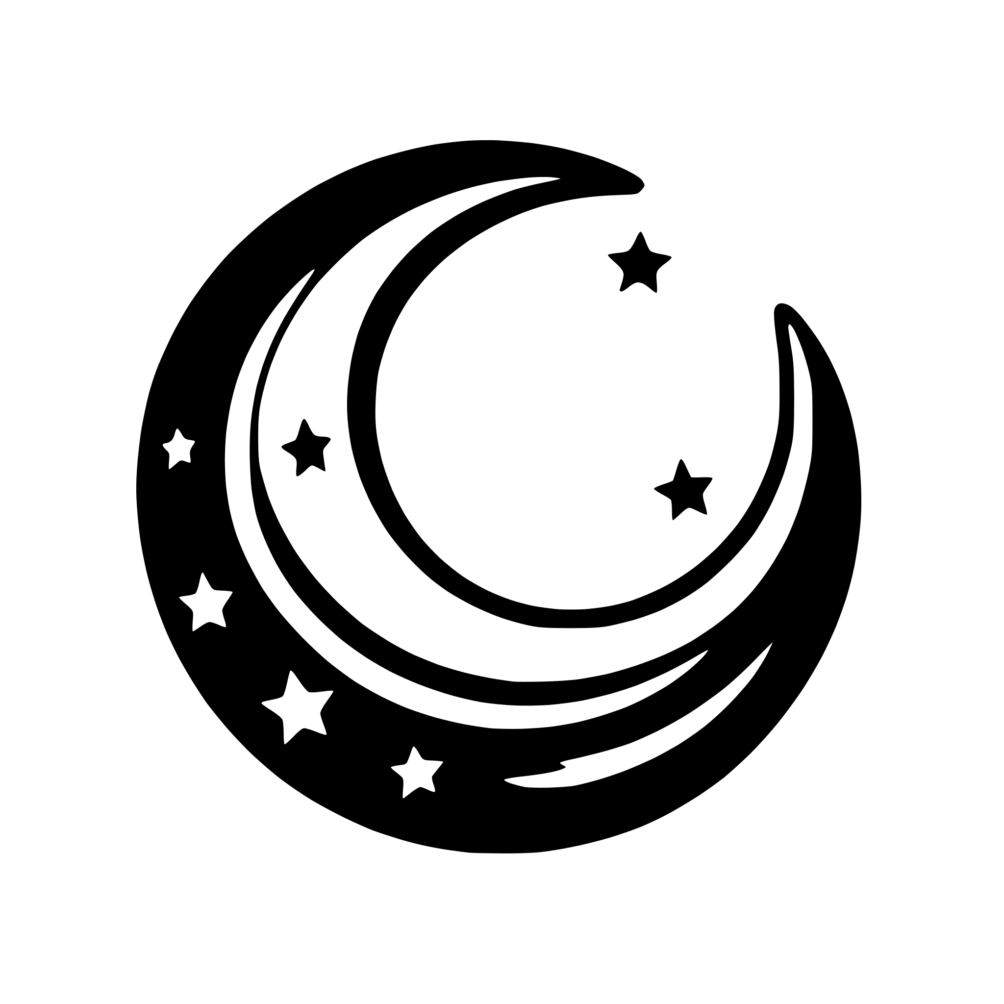 AI-generated SVG of a crescent moon with stars