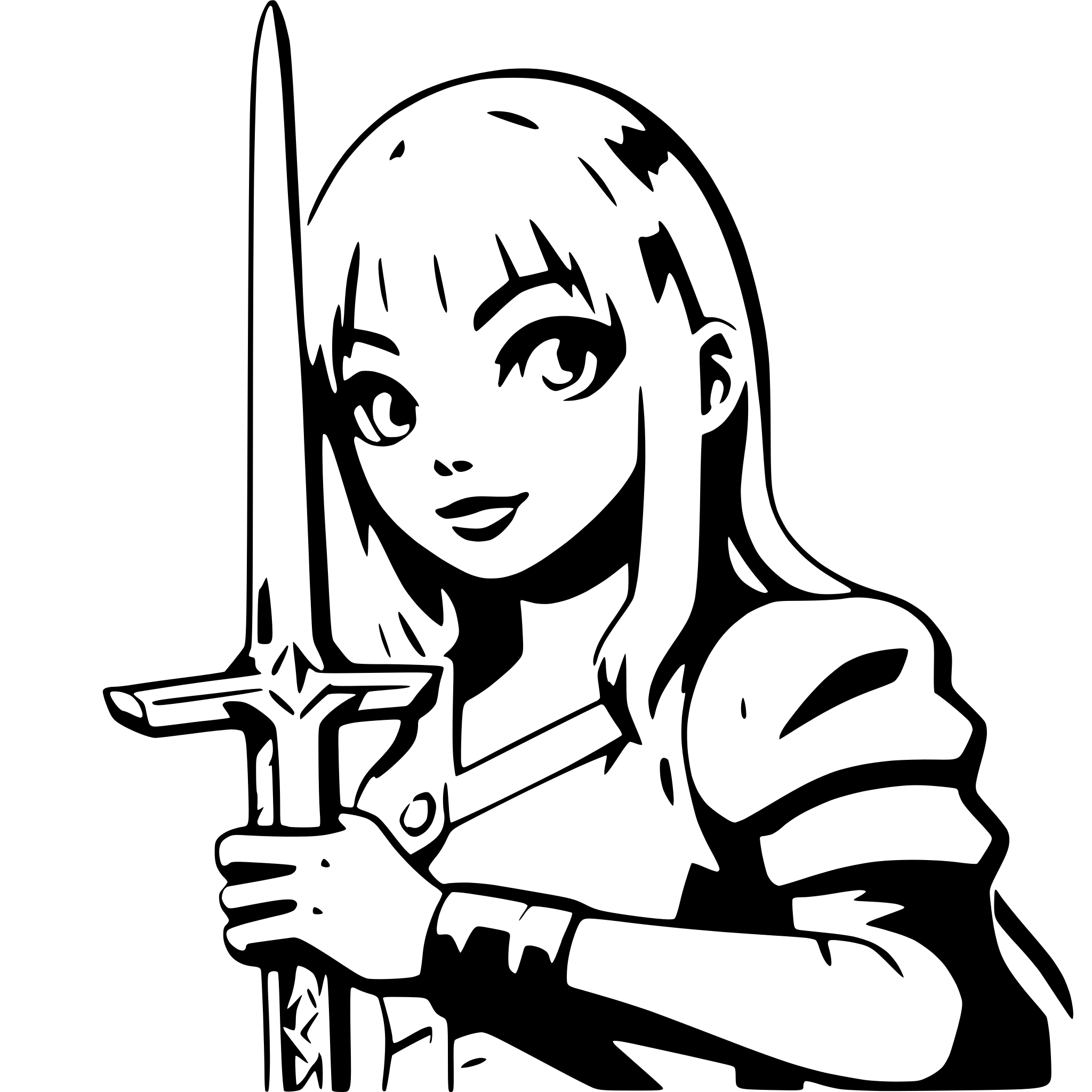 AI-generated SVG of a girl with shining sword