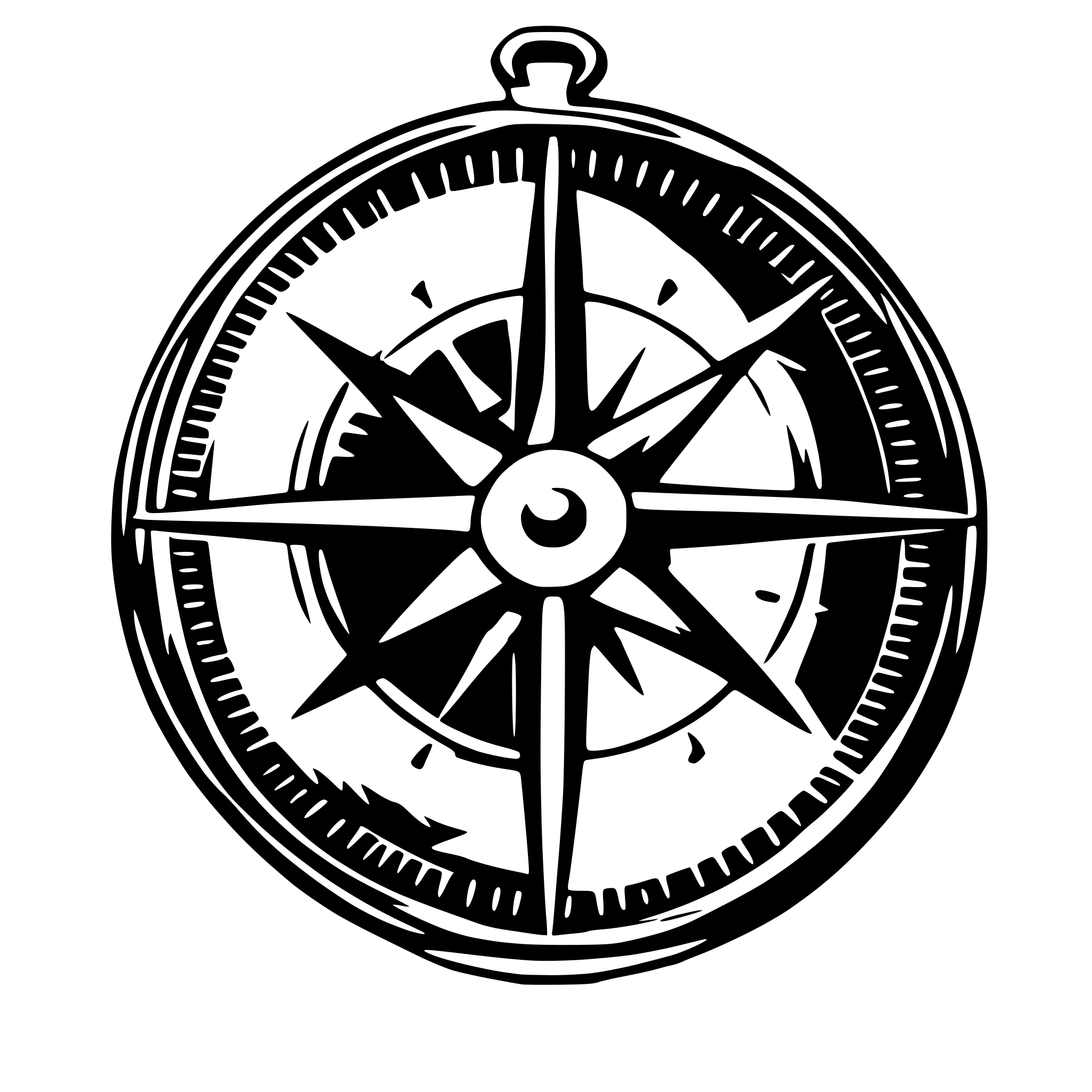 AI-generated SVG of 'square globe inside a compass'