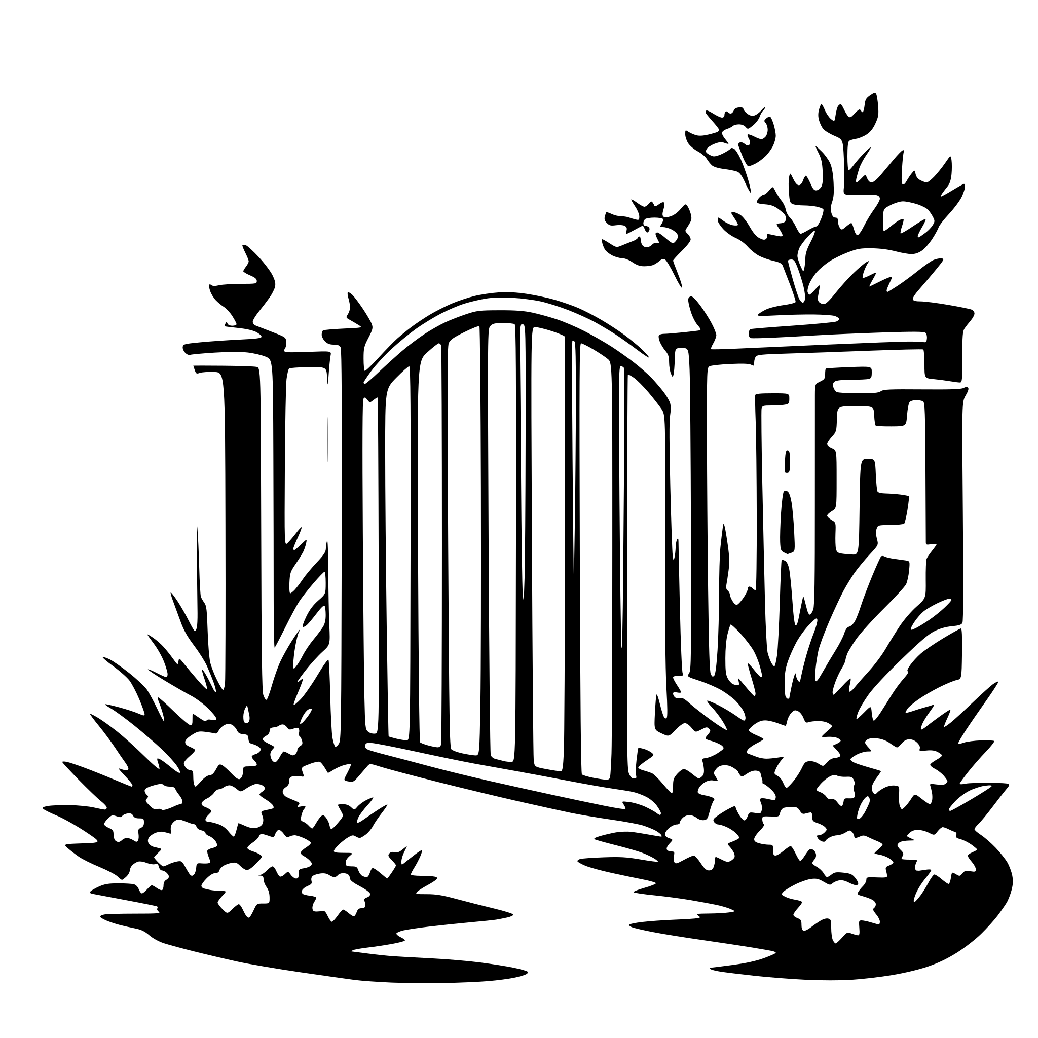 AI-generated SVG of 'a gate with flowers'