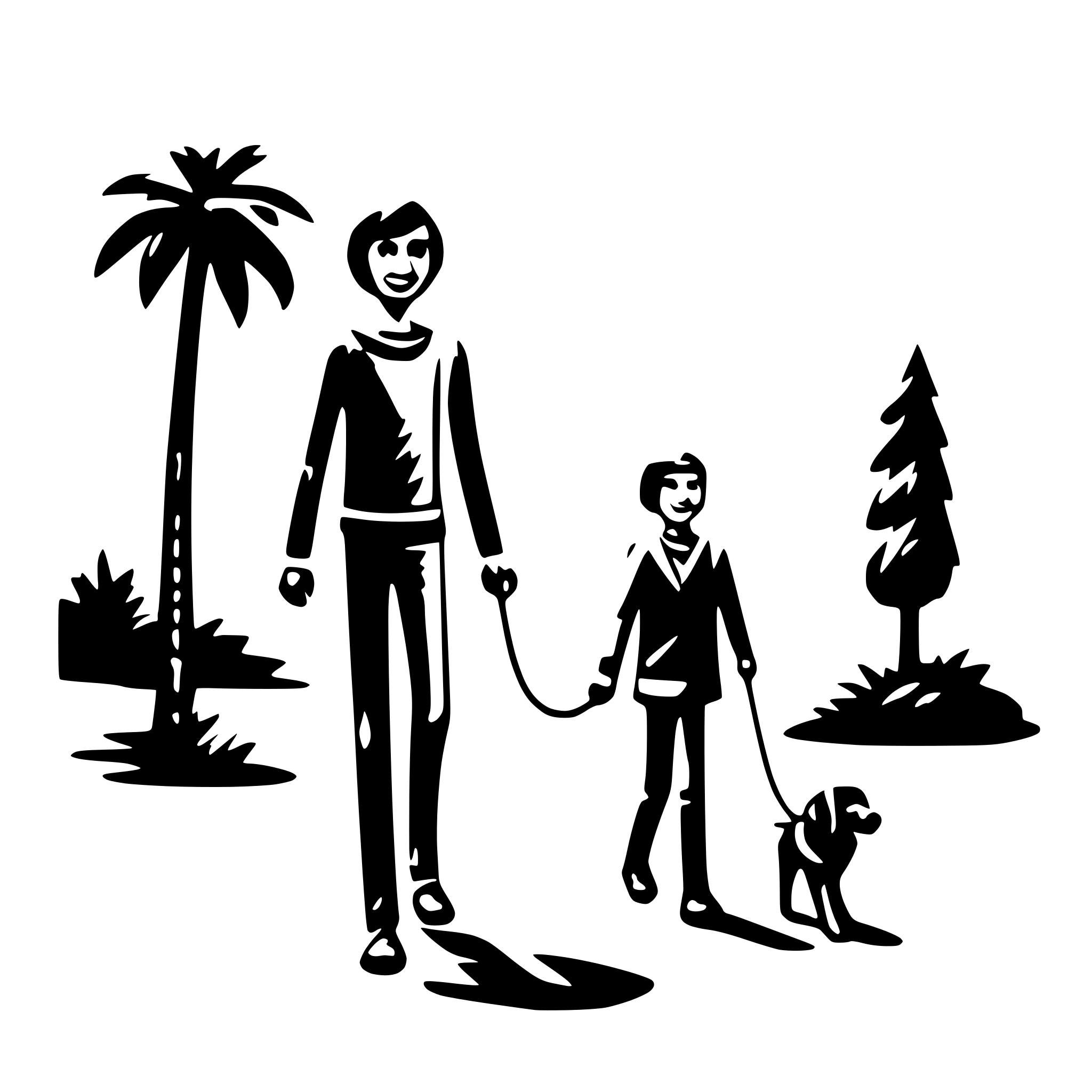 AI-generated SVG of a stickman walking his dog