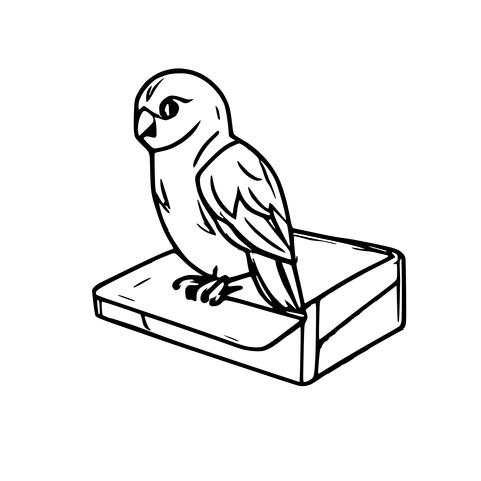 AI-generated SVG of a A small simplistic one line art logo based on a budgie bird with a wallet