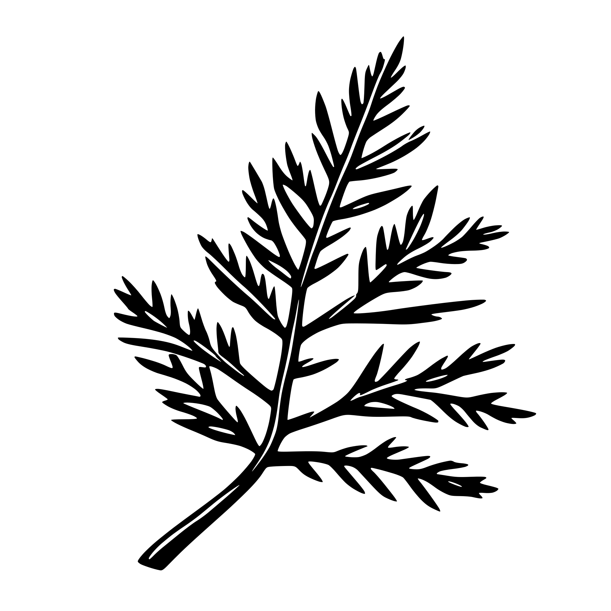 AI-generated SVG of 'conifer branch with 1 line'