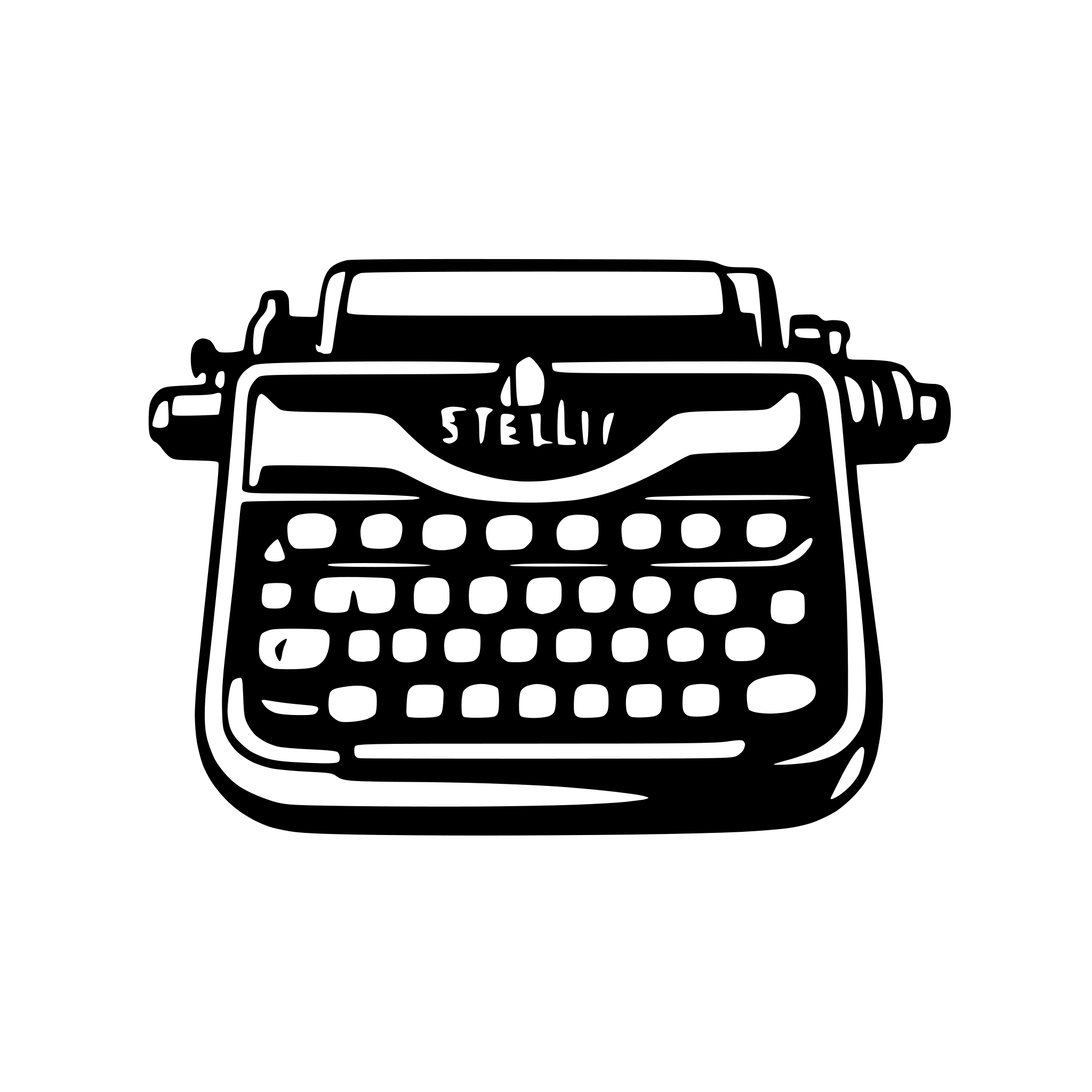 AI-generated SVG of a Can you create an image of the word "stellify" in a mono typewriter style font, white text, black background, to be used as a logo
